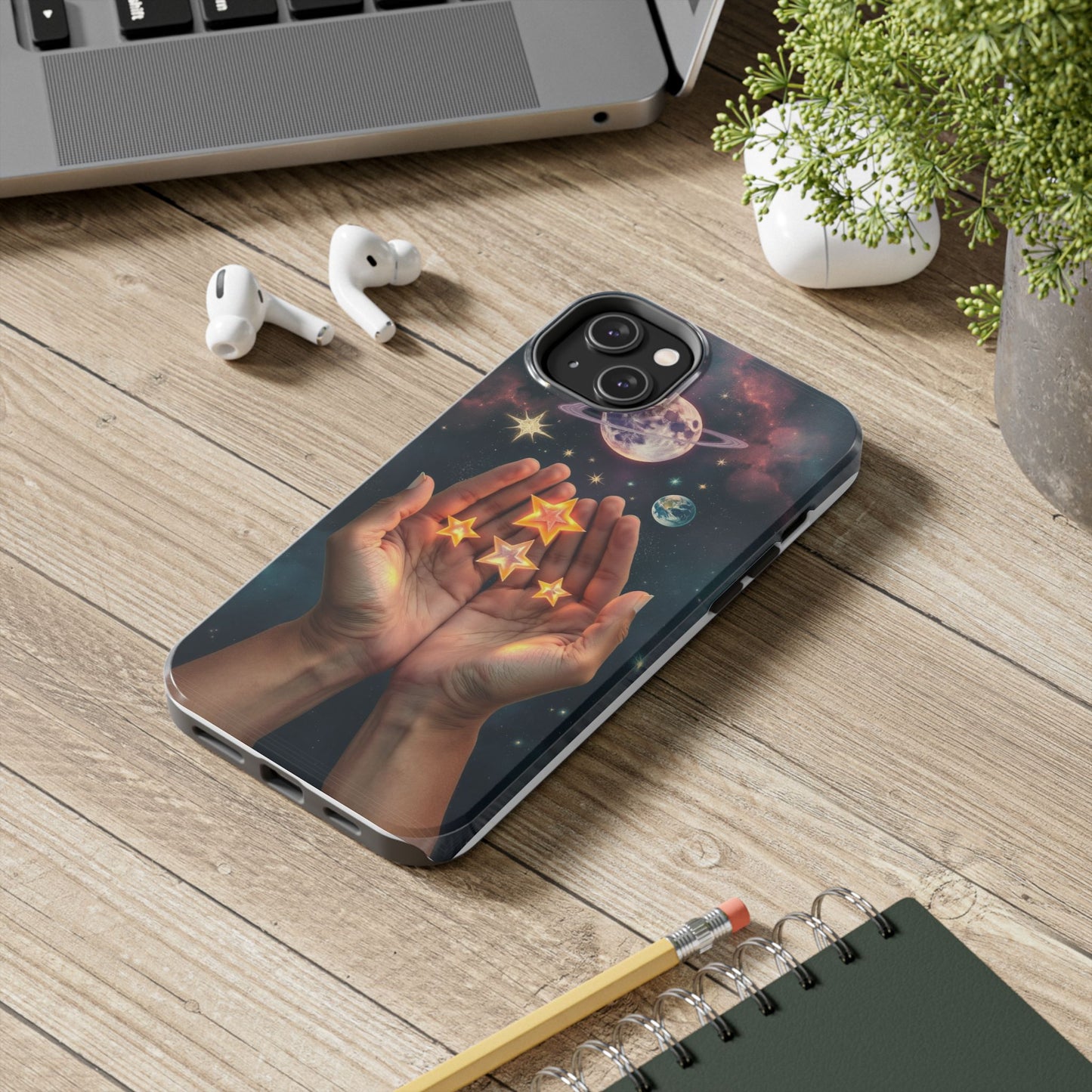 Galaxy Hands Tough Phone Case - Celestial Design for Star Lovers