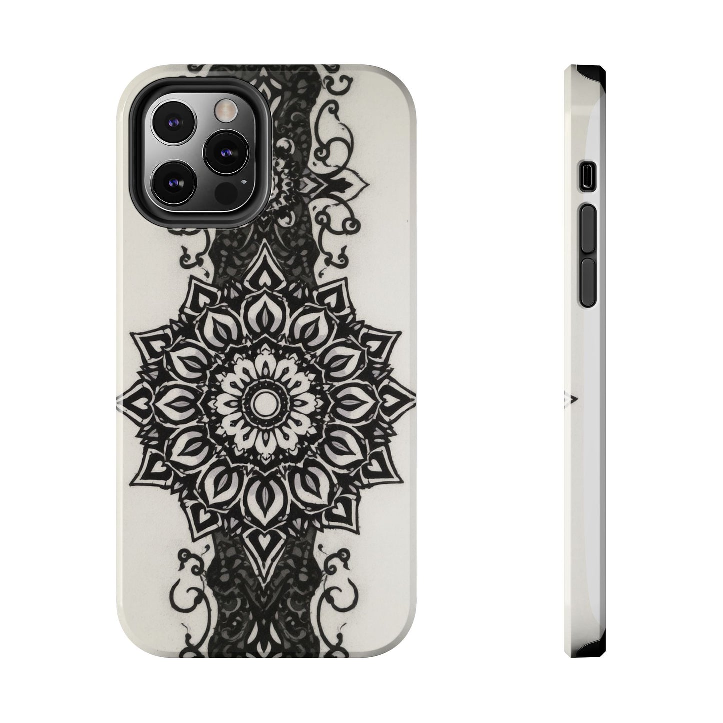Stylish Tough Phone Cases with Dark Mandala Design - Durable and Unique Protection - for iPhone