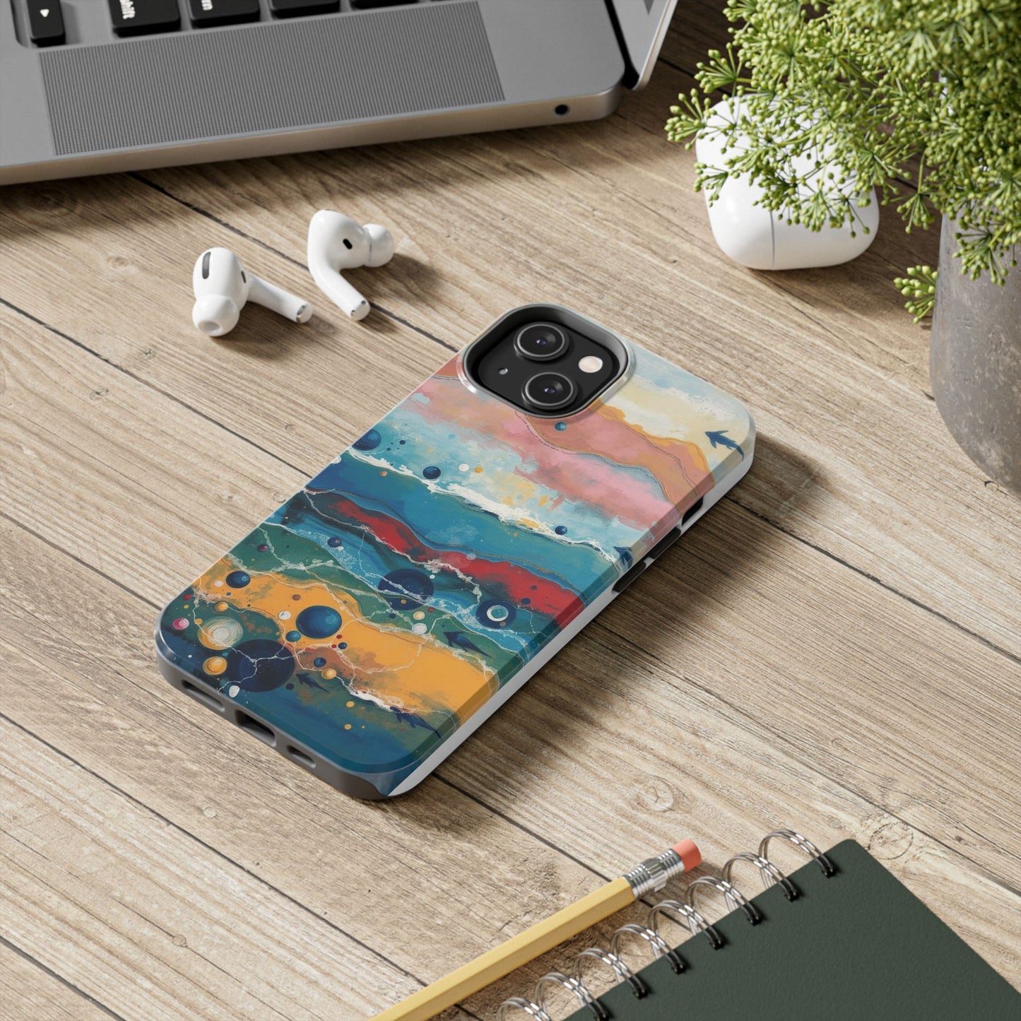 Artistic Tough Phone Case - Vibrant Waves Design for Unique Style
