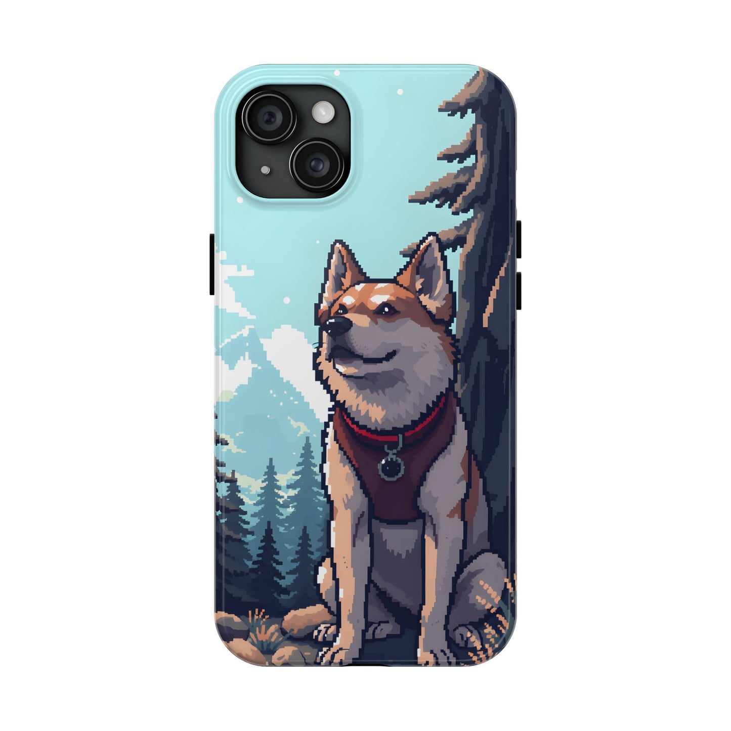 Retro Dog Adventure Tough Phone Case - Pixel Art Shiba Inu Design - for iPhone