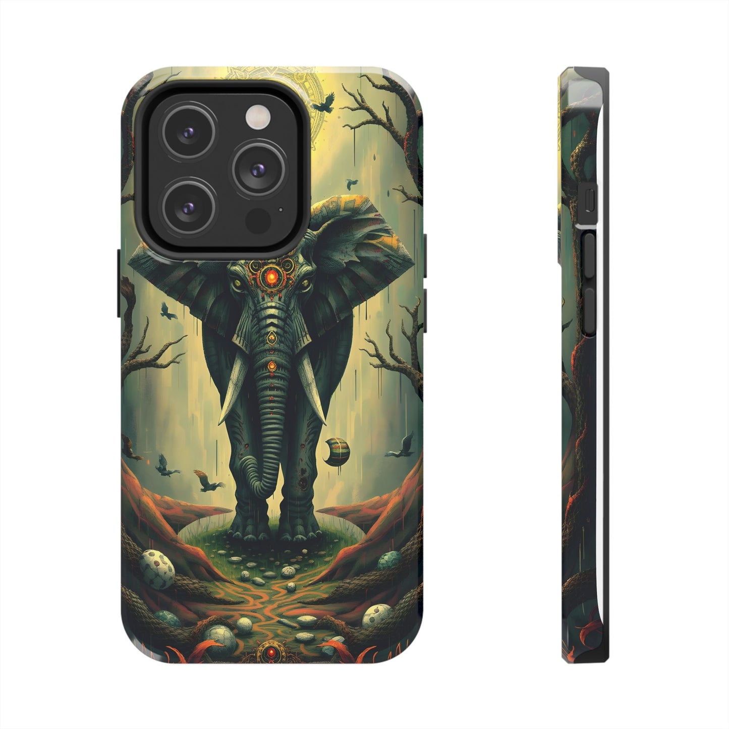 Mystical Forest Elephant Tough Phone Case | Vibrant Design for Nature Lovers - for iPhone