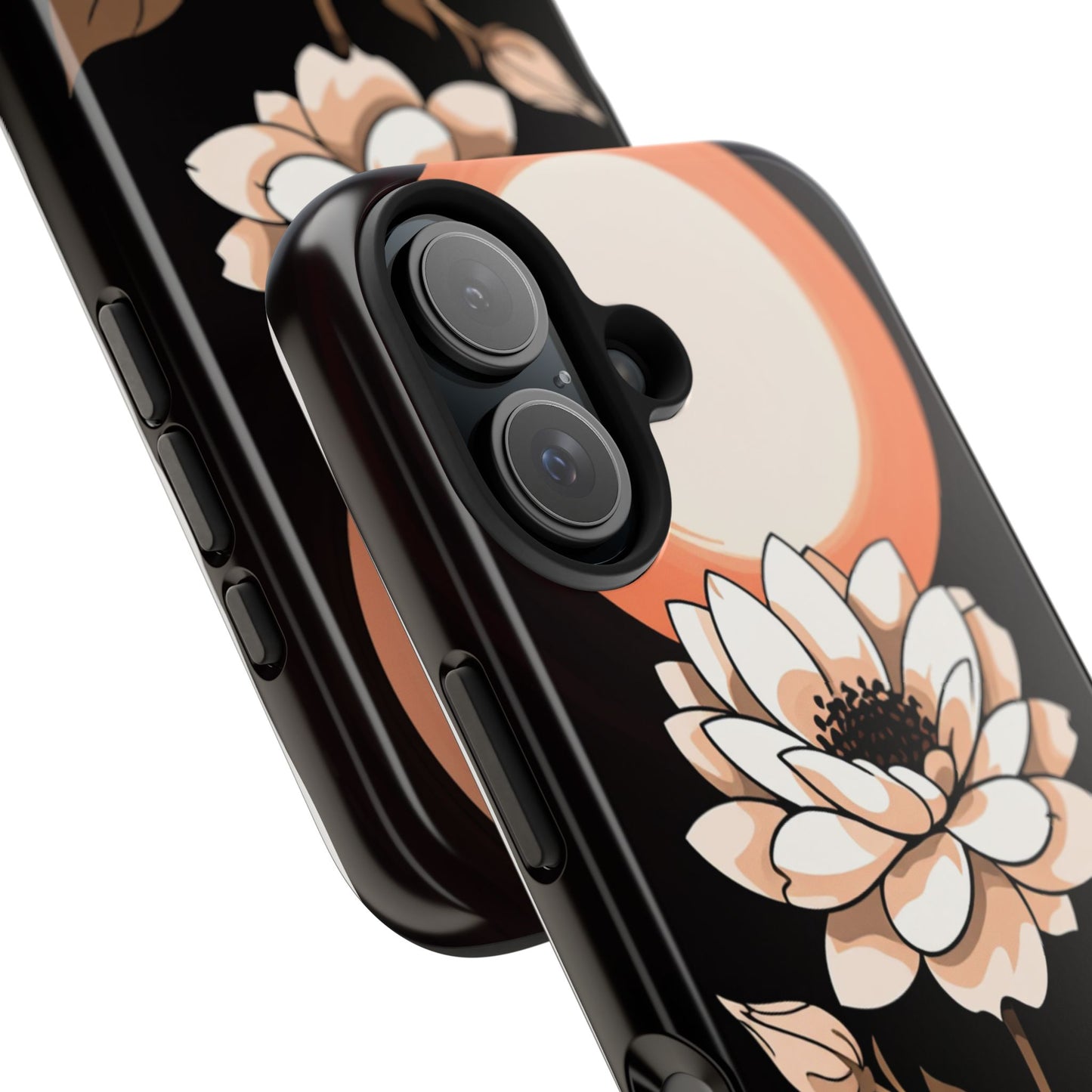 Elegant Contrast Floral Tough Phone Case - Stylish Protection for Your Device - for iPhone