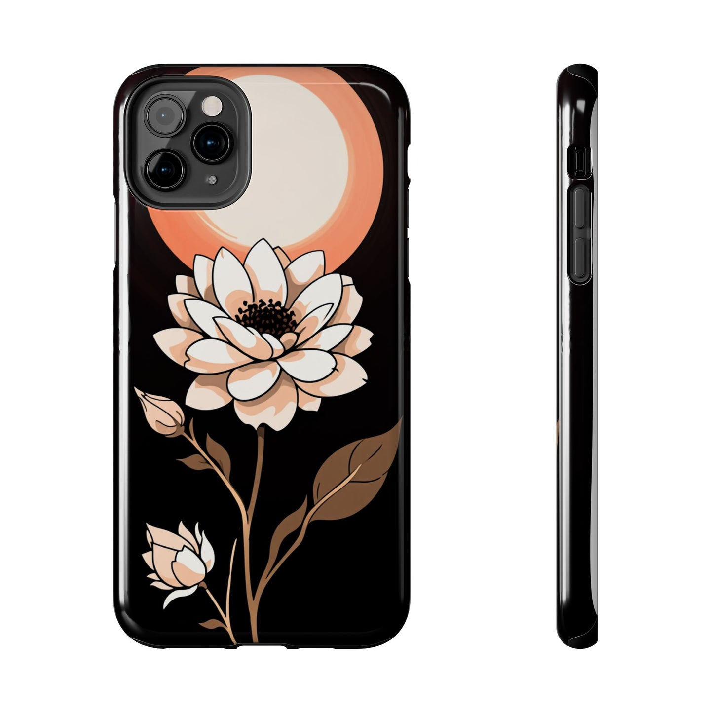 Elegant Contrast Floral Tough Phone Case - Stylish Protection for Your Device - for iPhone