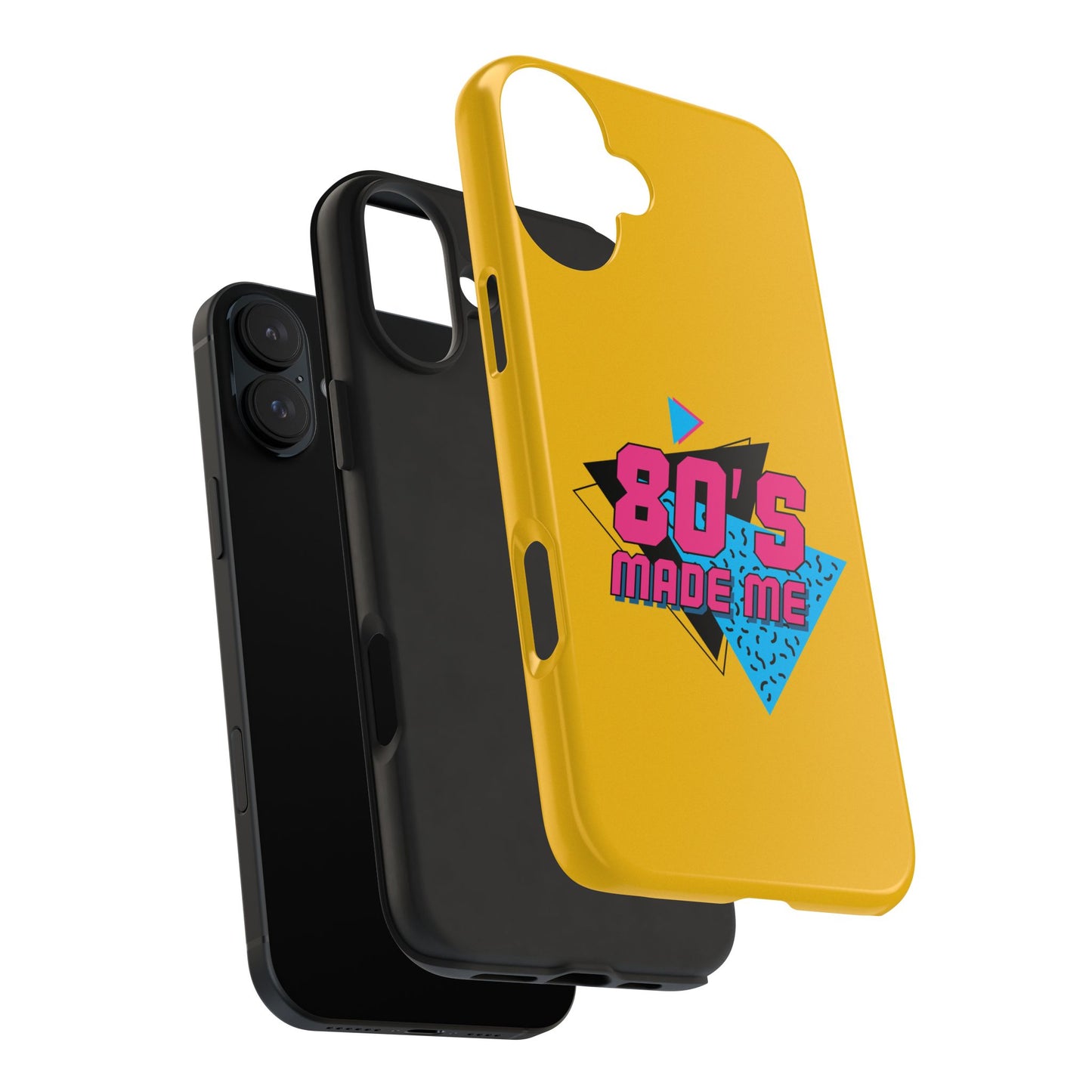 80's Made Me Tough Phone Case - Retro Yellow Silicone Cover - for iPhone