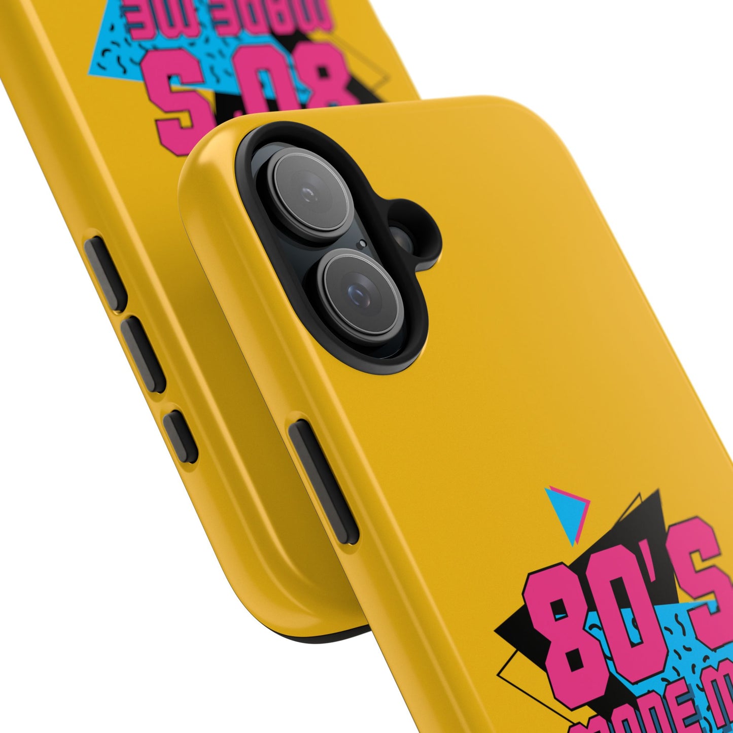 80's Made Me Tough Phone Case - Retro Yellow Silicone Cover - for iPhone