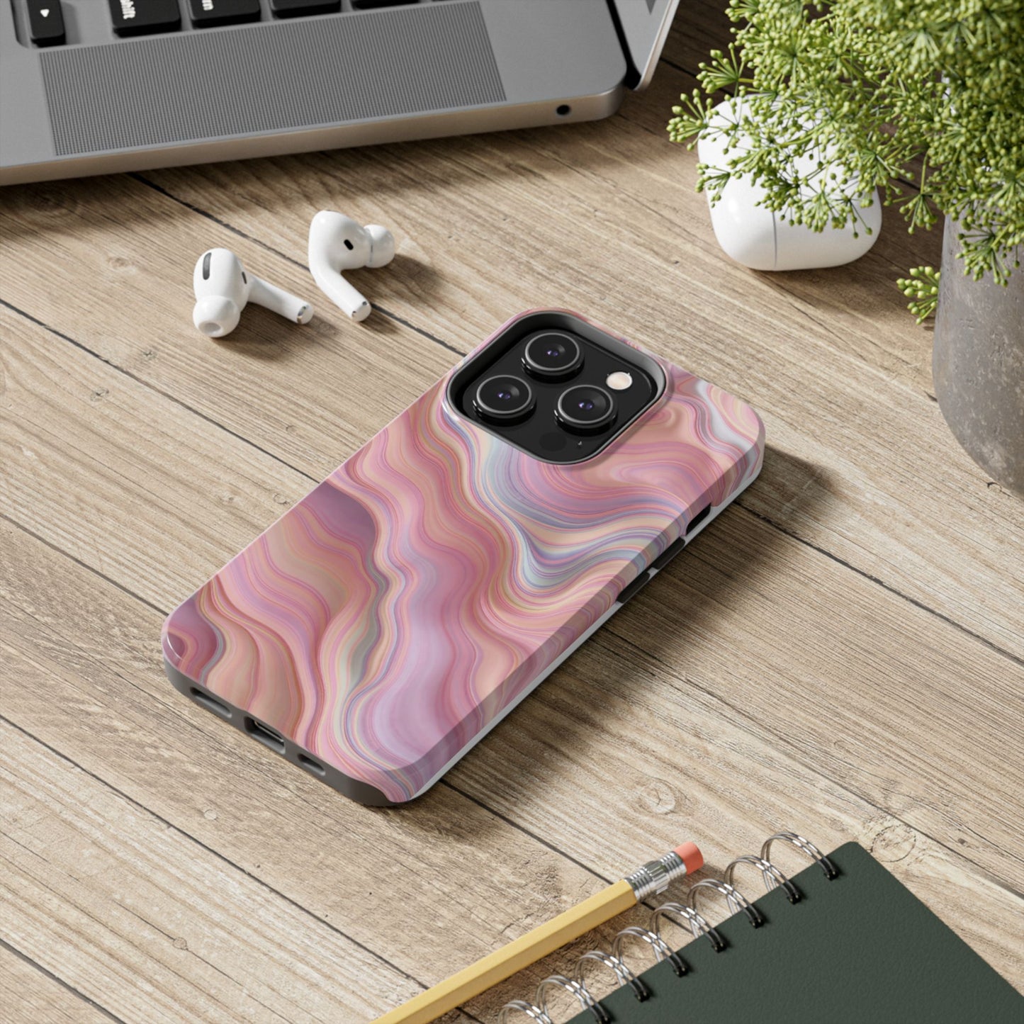Stylish Tough Phone Cases - Abstract Pink Marble Design
