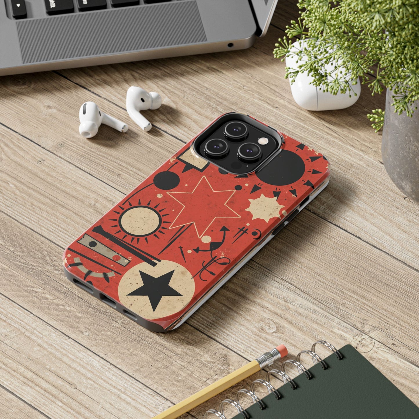 Retro Bold Tough Phone Case - Unique Geometric Design - for iPhone