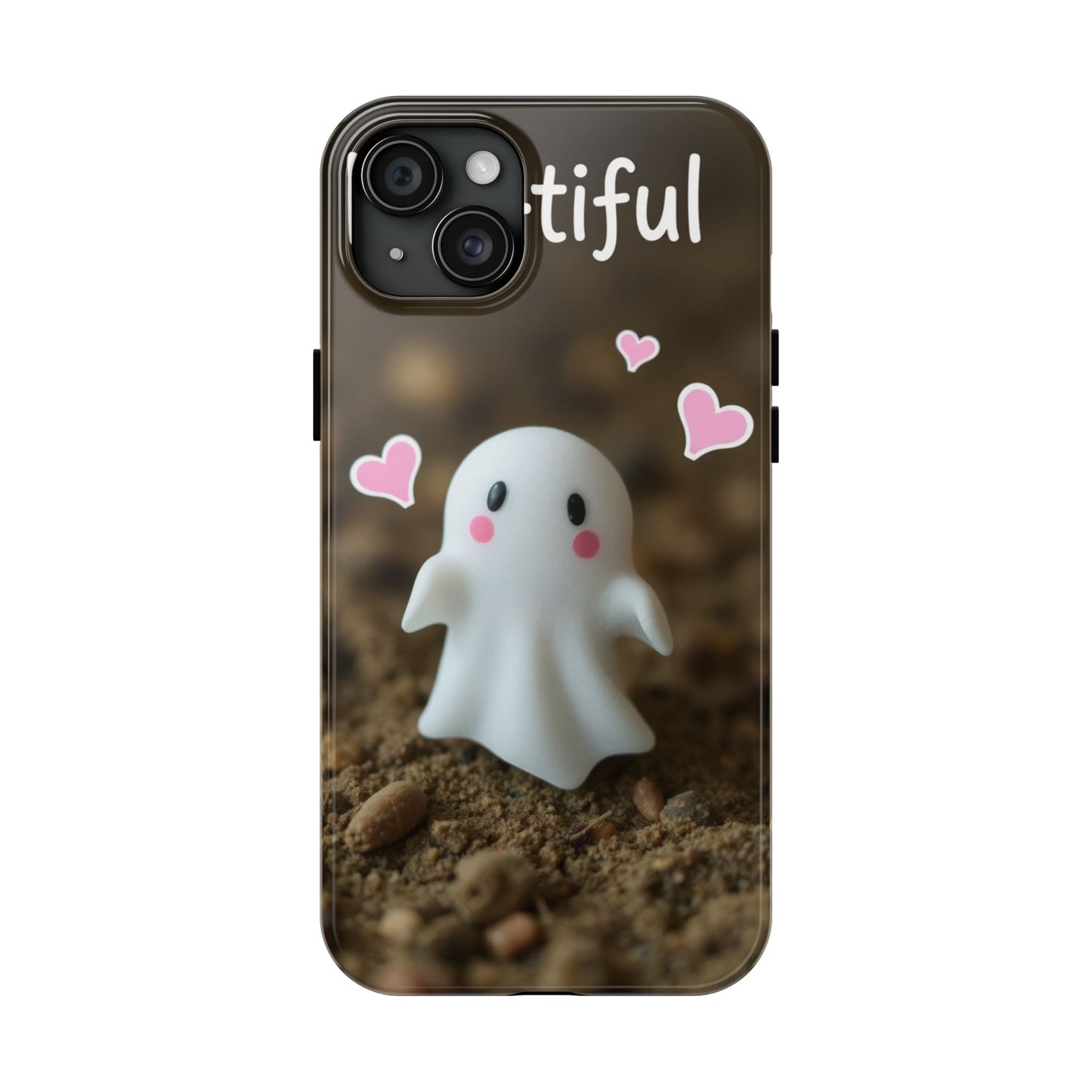 Cute Ghost Tough Phone Case - Beautiful Design with Heart Accents