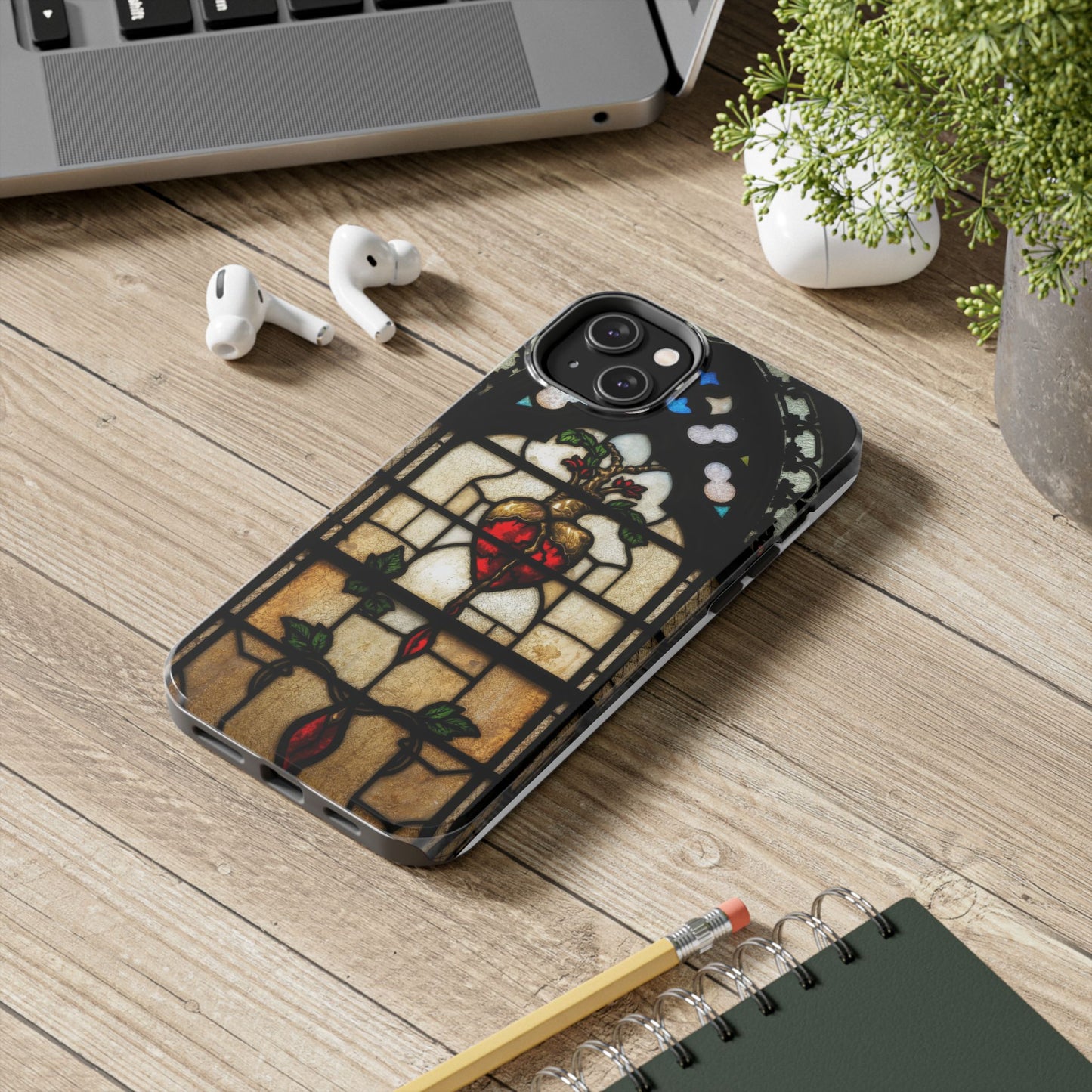 Stained Glass Heart Tough Phone Case - Unique Design for Protection & Style