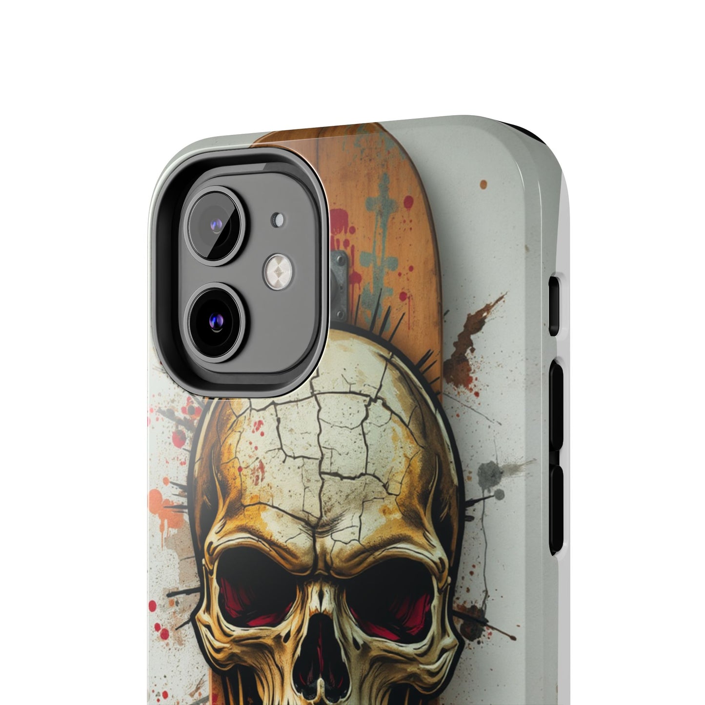 Edgy Skull Tough Phone Case - Durable Protection for Skateboard Enthusiasts