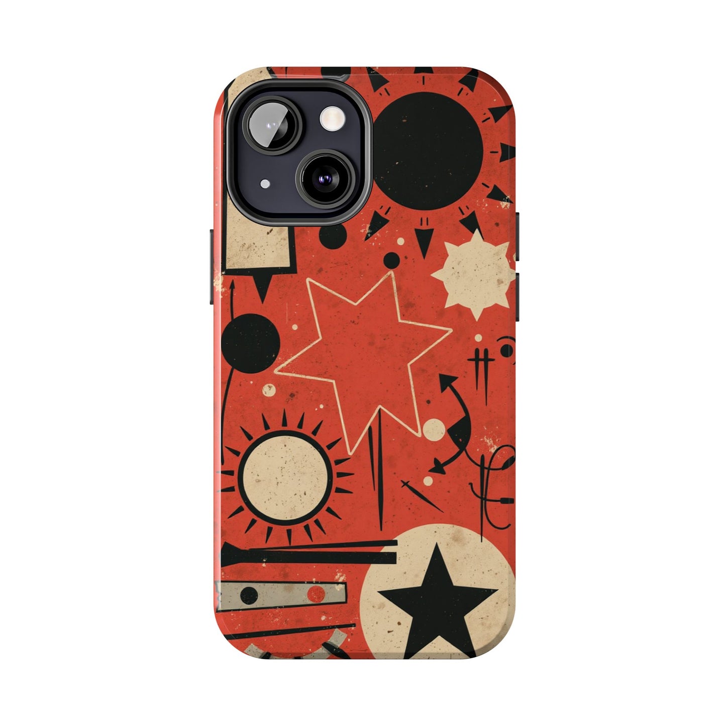 Retro Bold Tough Phone Case - Unique Geometric Design - for iPhone