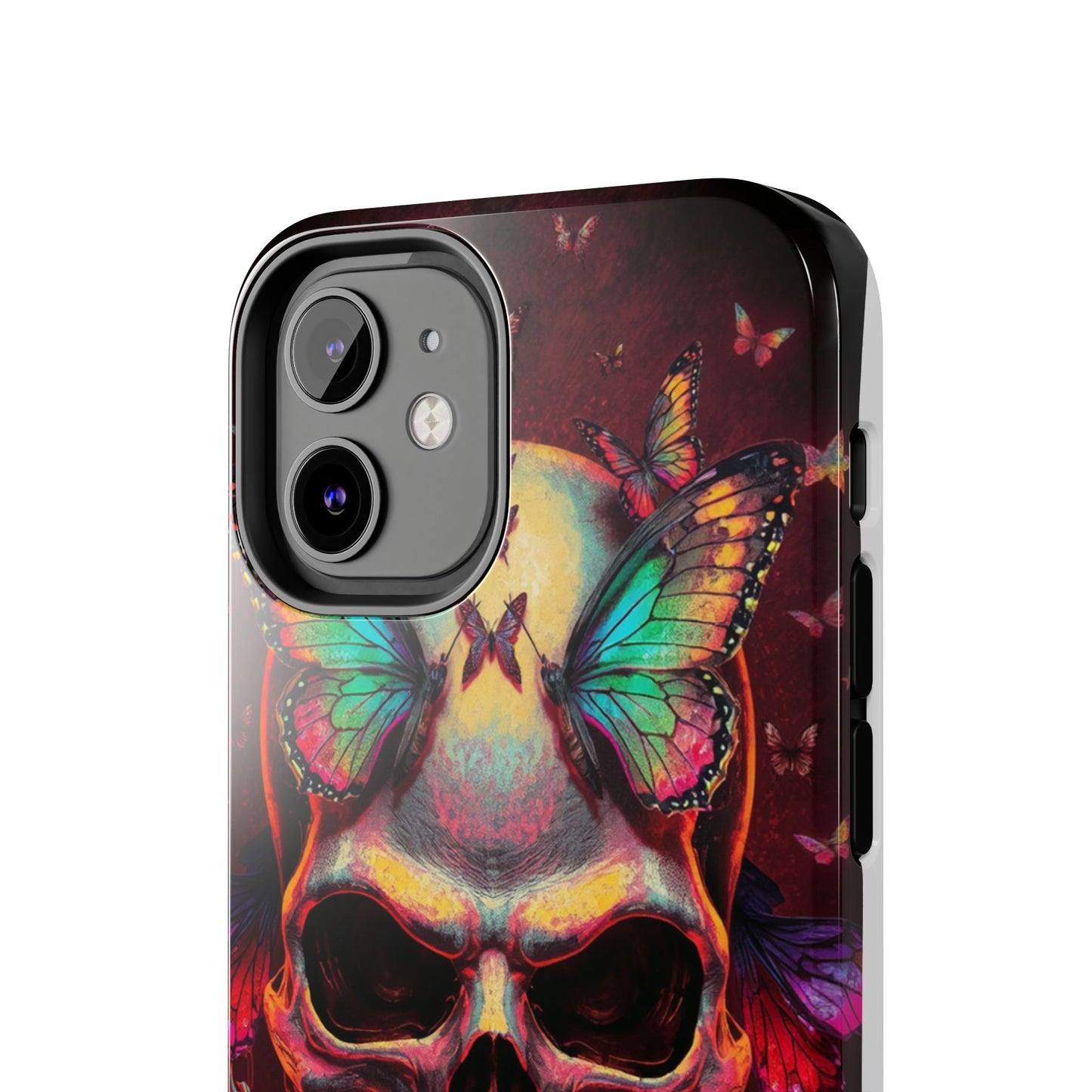 Gothic Skull Phone Case with Butterflies - Durable Tough Phone Case