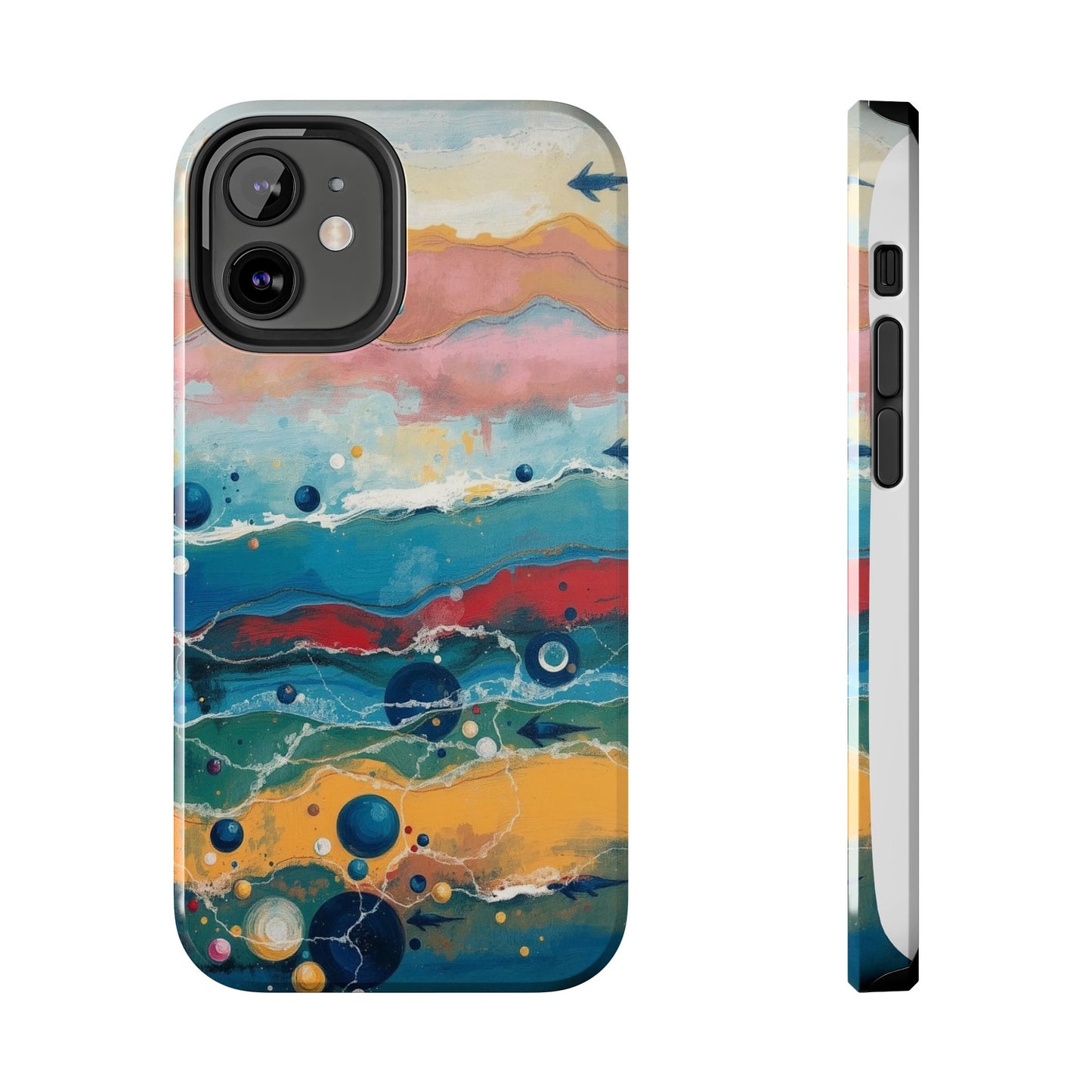 Artistic Tough Phone Case - Vibrant Waves Design for Unique Style