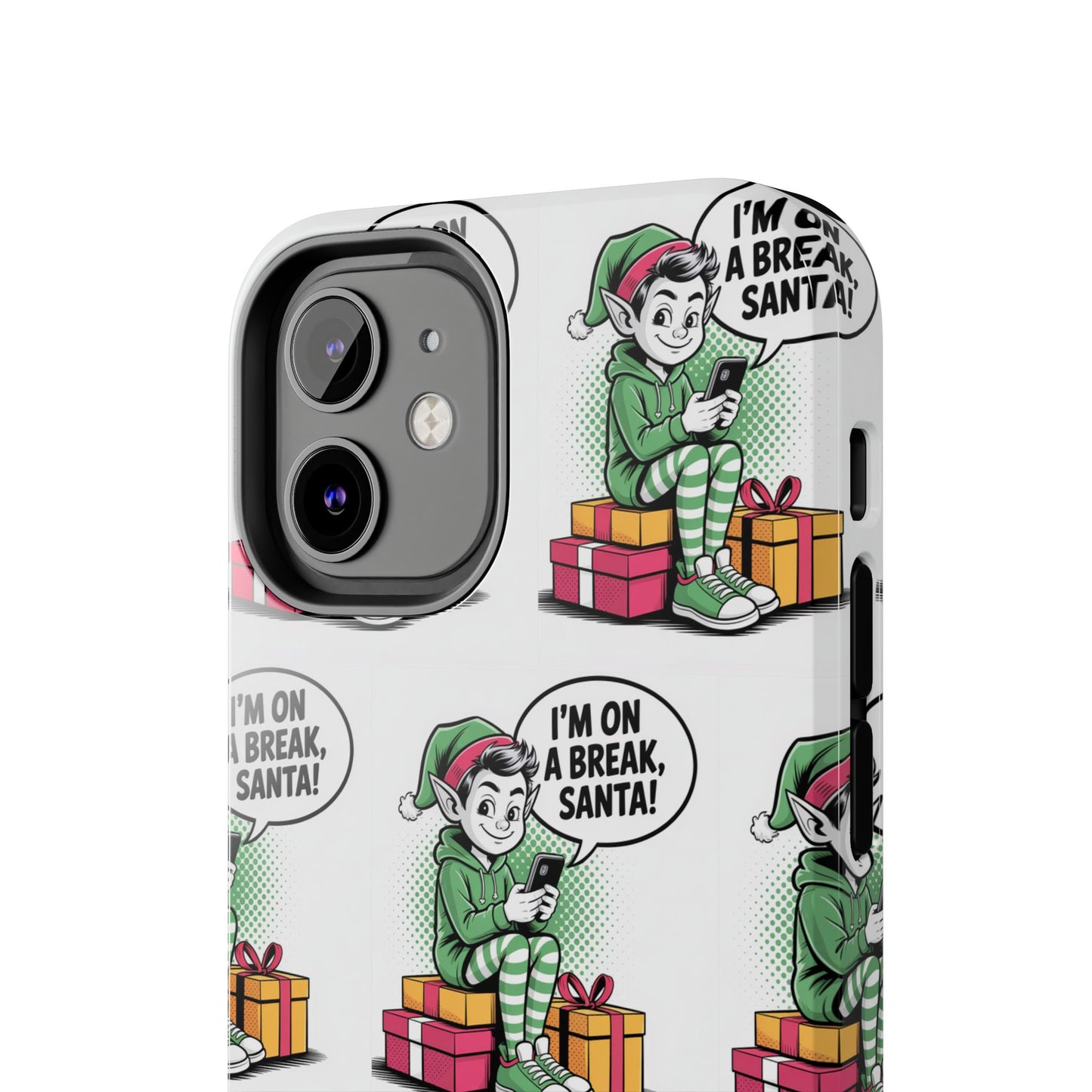Christmas Elf Tough Phone Case - I'm on a Break, Santa Pattern!