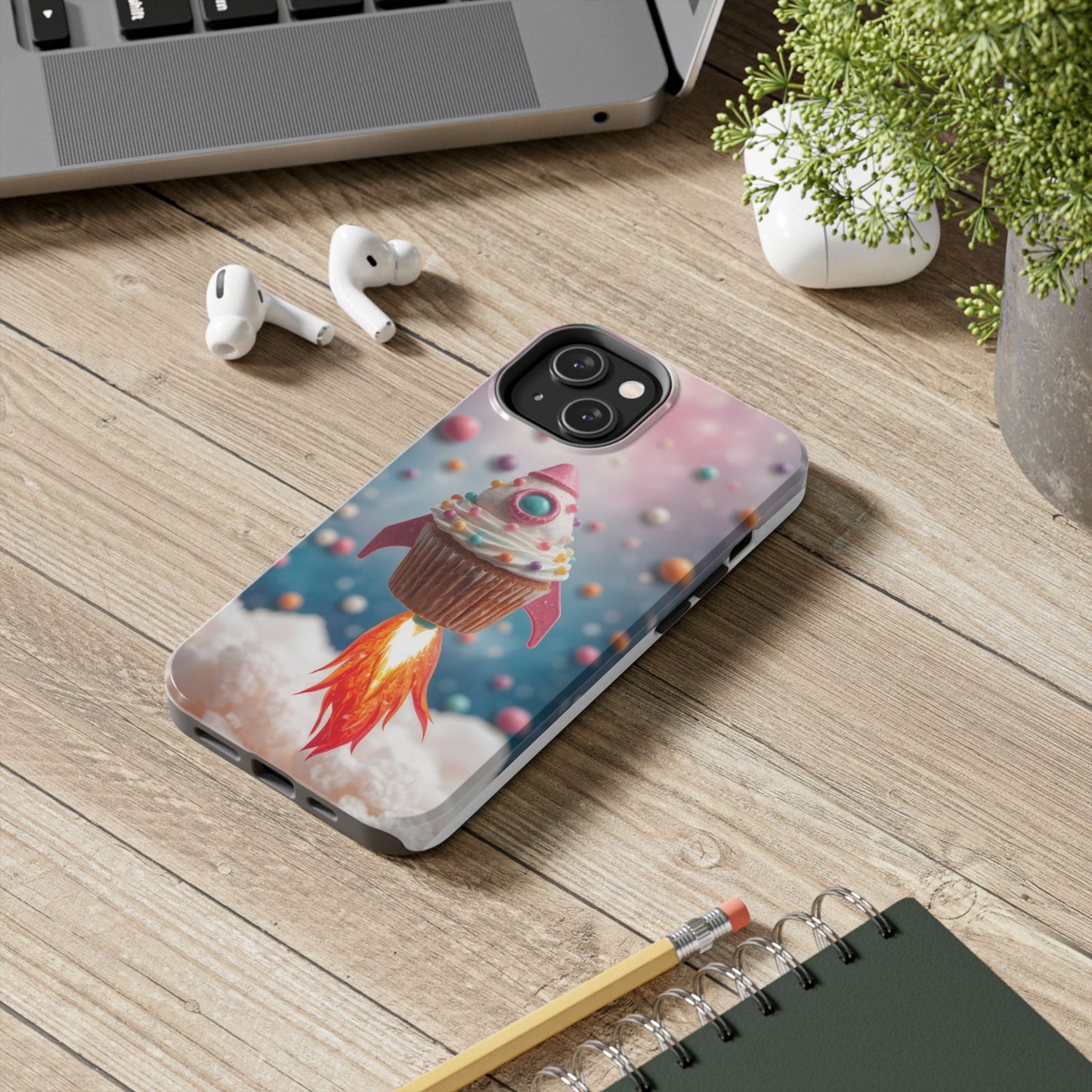 Whimsical Rocket Cupcake Phone Case - Fun Protective Case for Kids and Teens