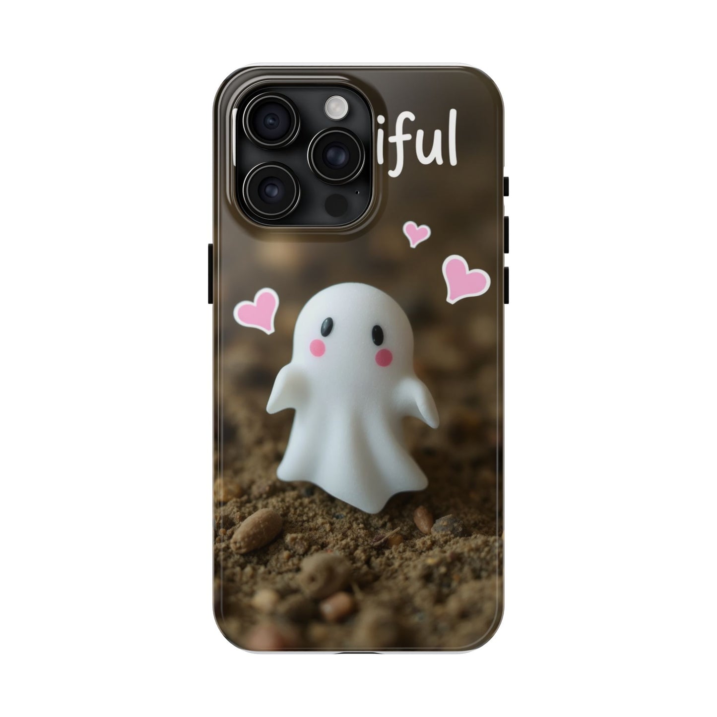 Cute Ghost Tough Phone Case - Beautiful Design with Heart Accents