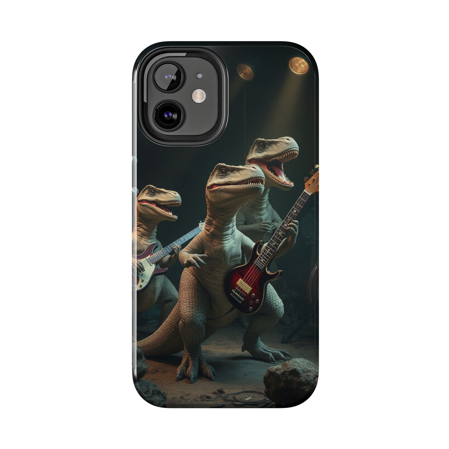Rockin' Dinosaur Tough Phone Cases - Perfect for Music Lovers and Kids!