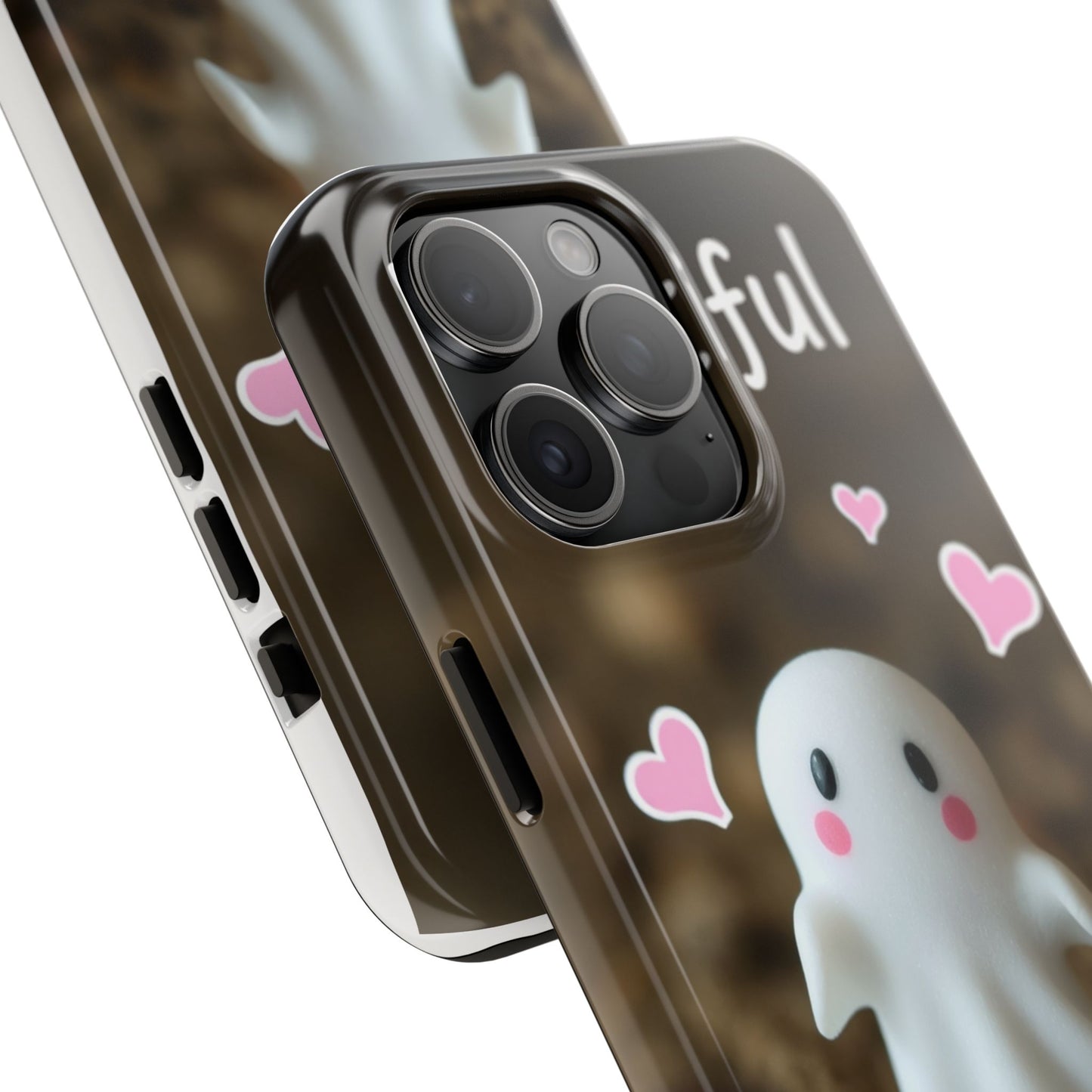 Cute Ghost Tough Phone Case - Beautiful Design with Heart Accents