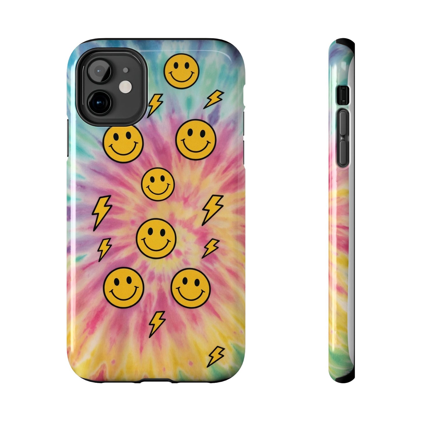 Colorful Smiley Lightning Tough Phone Case - Fun & Durable