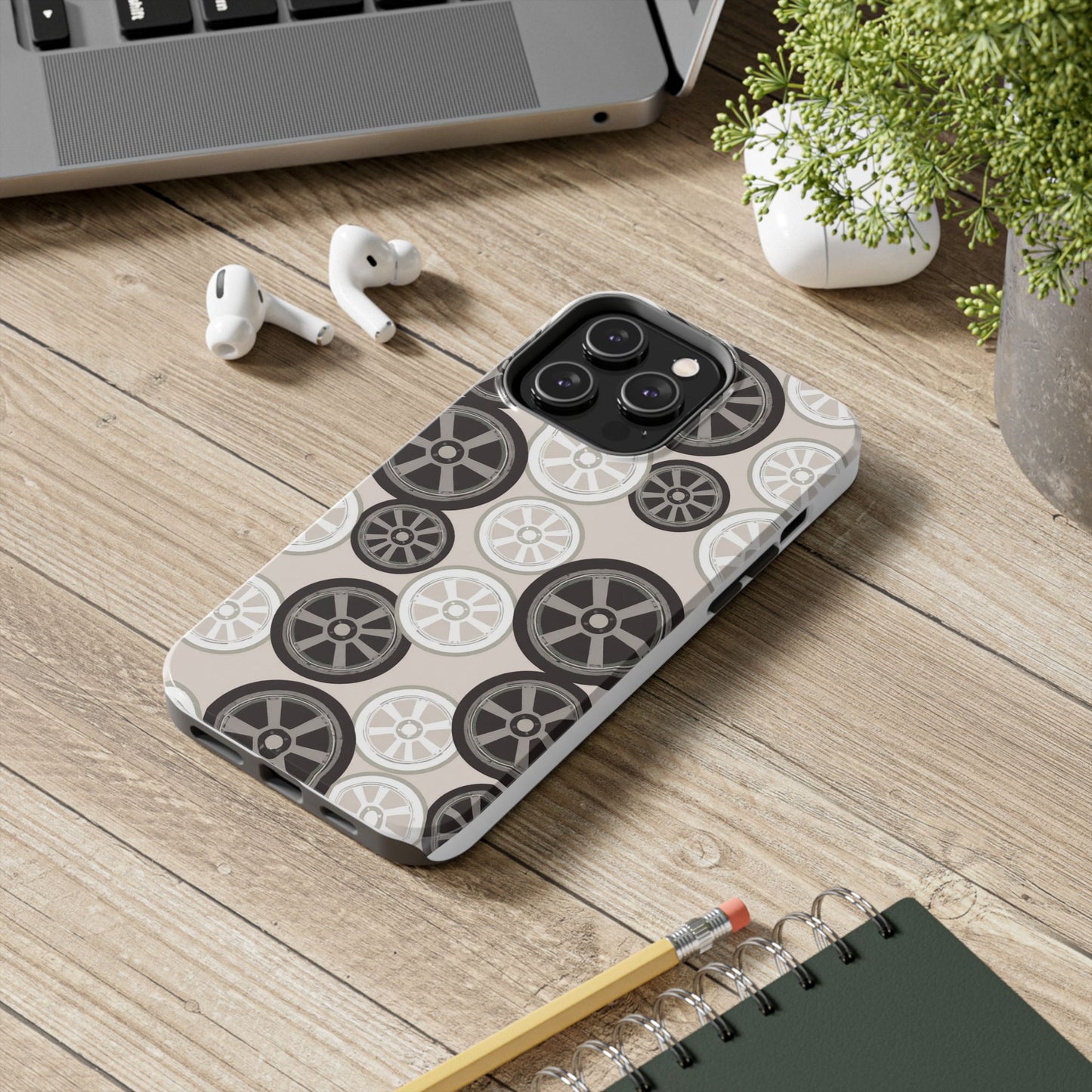 Racing Wheel Design Tough Phone Case – Durable Protection for Automotive Enthusiasts