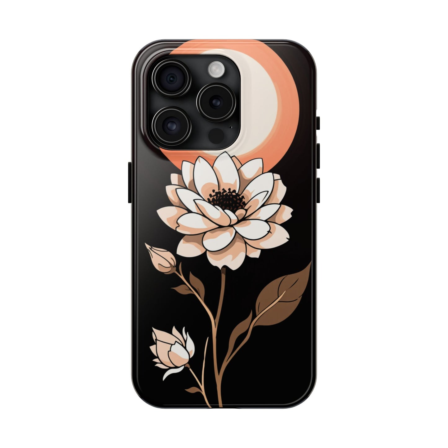 Elegant Contrast Floral Tough Phone Case - Stylish Protection for Your Device - for iPhone