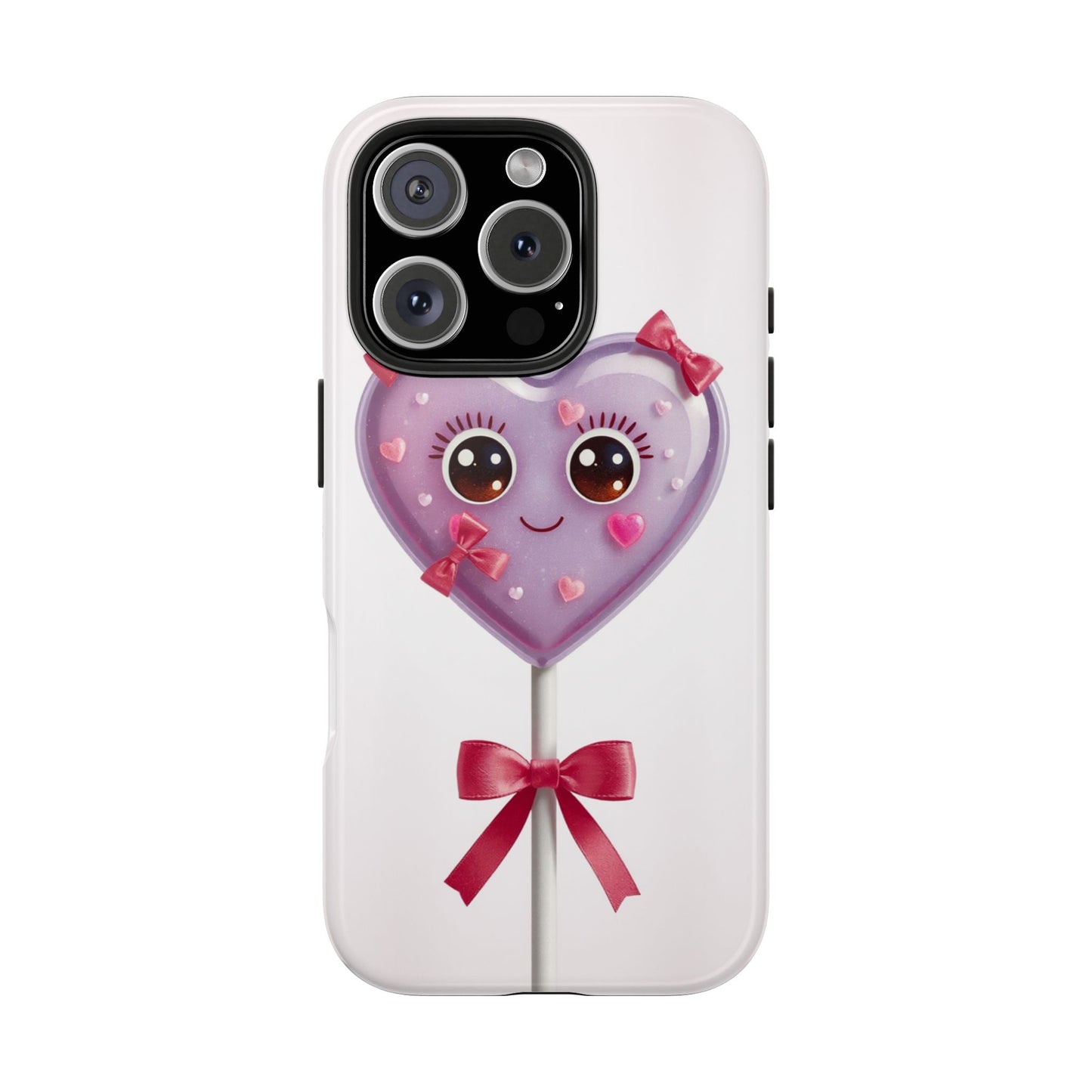 Cute Heart Lollipop Tough Phone Case - Adorable Protection for Candy Lovers