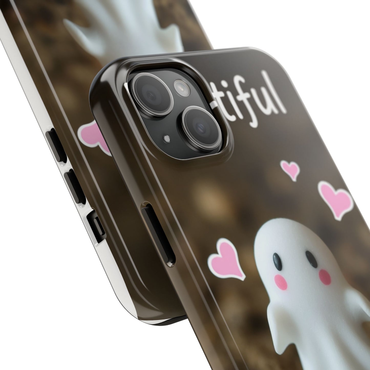 Cute Ghost Tough Phone Case - Beautiful Design with Heart Accents