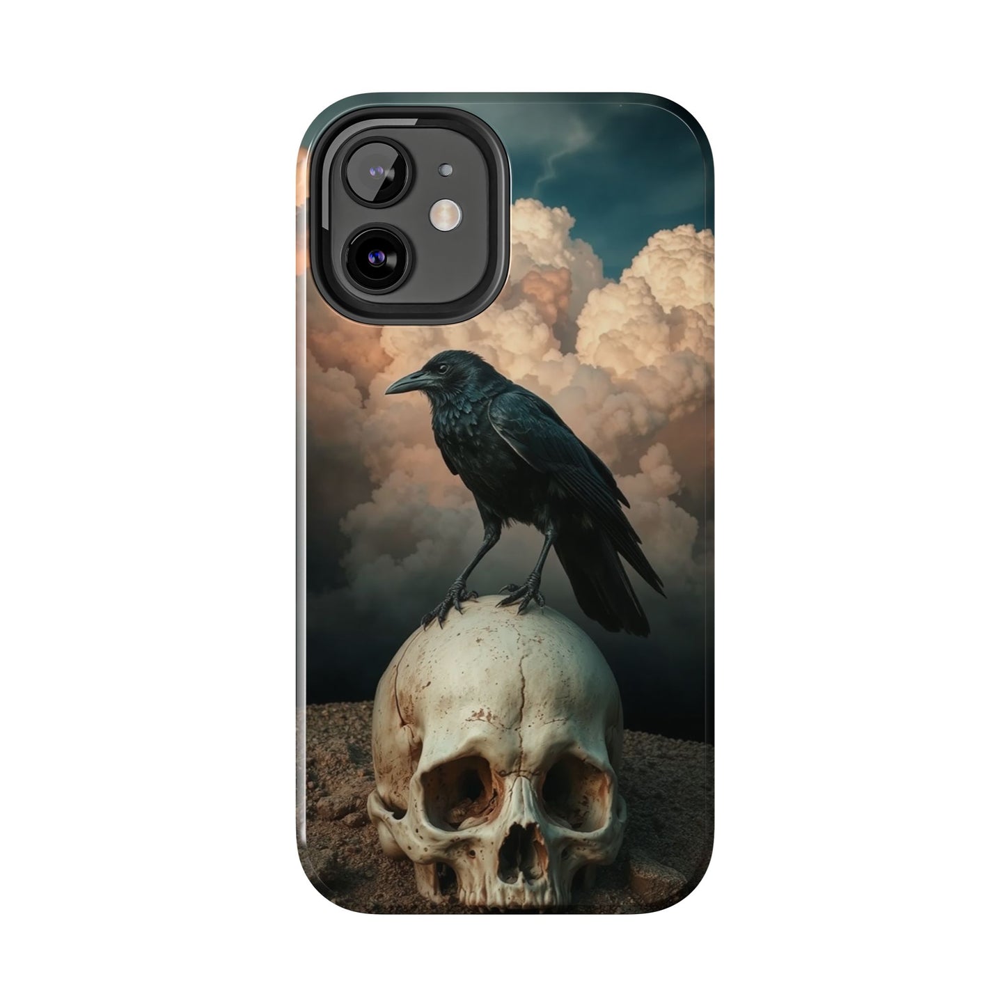 Gothic Raven Skull Tough Phone Case - Unique Protective Cover for Halloween Lovers