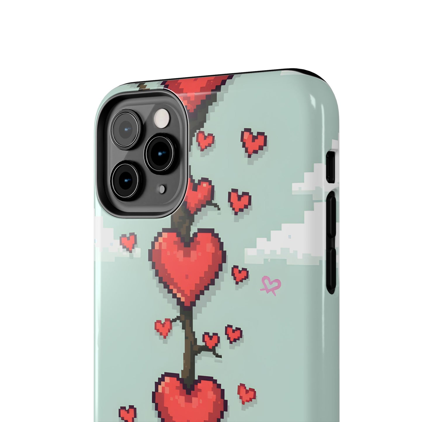 Pixelated Love Hearts Tree | Tough Phone Case - Cute Design - for iPhone