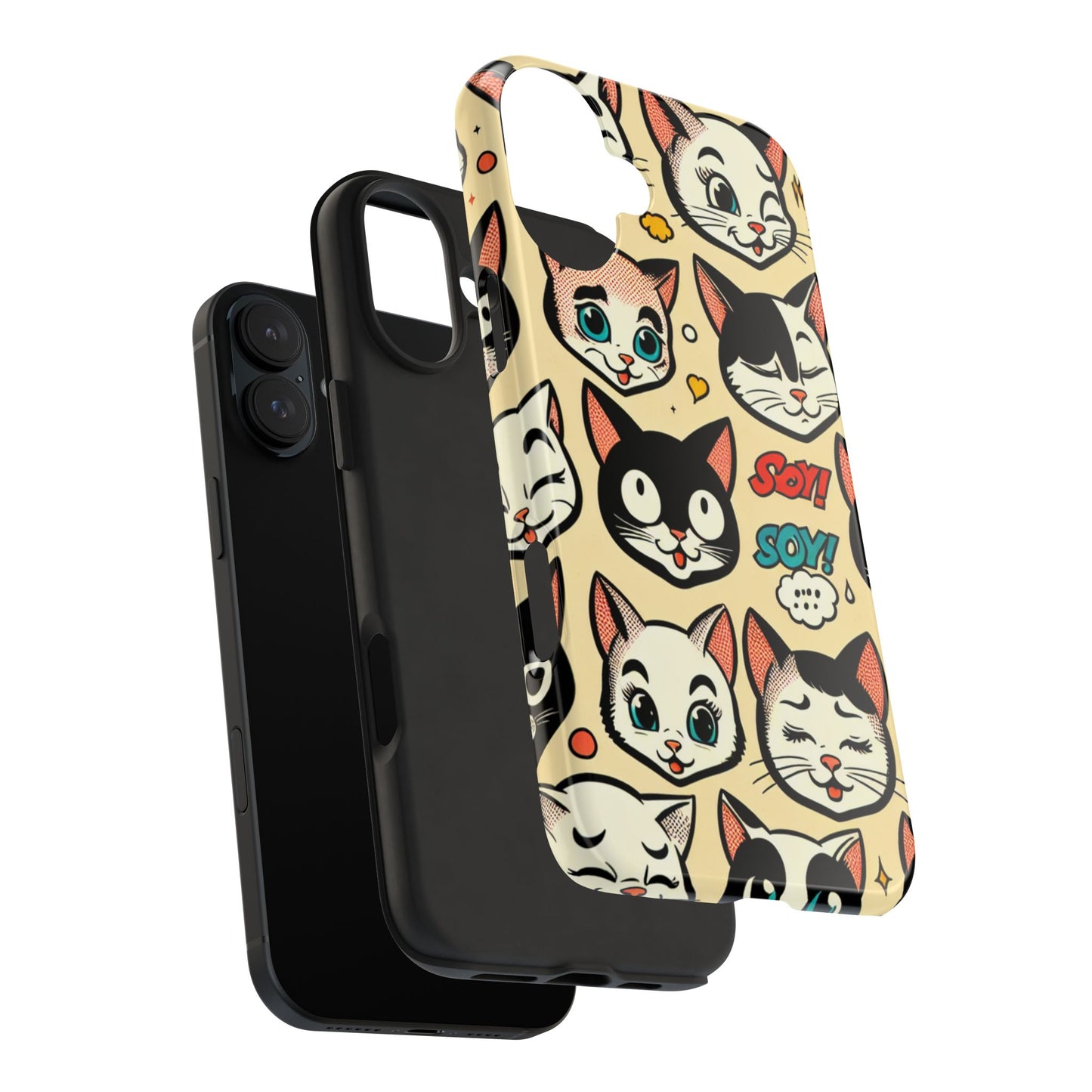 Playful Cat-Themed Tough Phone Case - Pet Pattern - for iPhone