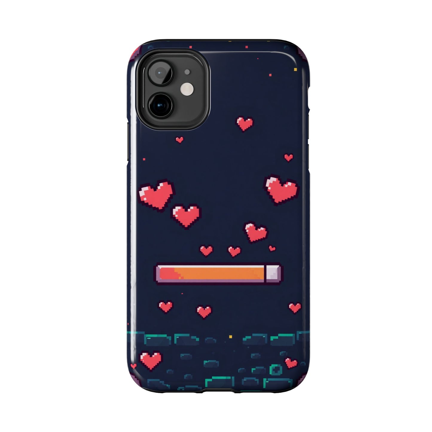 Pixel Heart Tough Phone Case - Retro Gamer Style for Valentine's Day