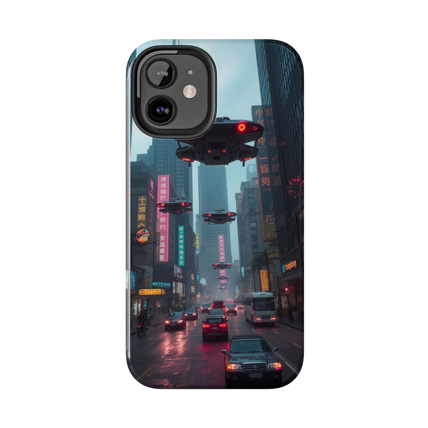 Futuristic City Tough Phone Case - Sci-Fi Design for Urban Explorers