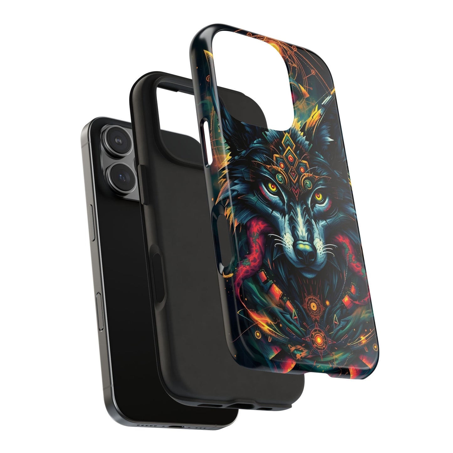 Vibrant Mystical Wolf Art Tough Phone Case - Durable & Unique Design for Animal Lovers - for iPhone