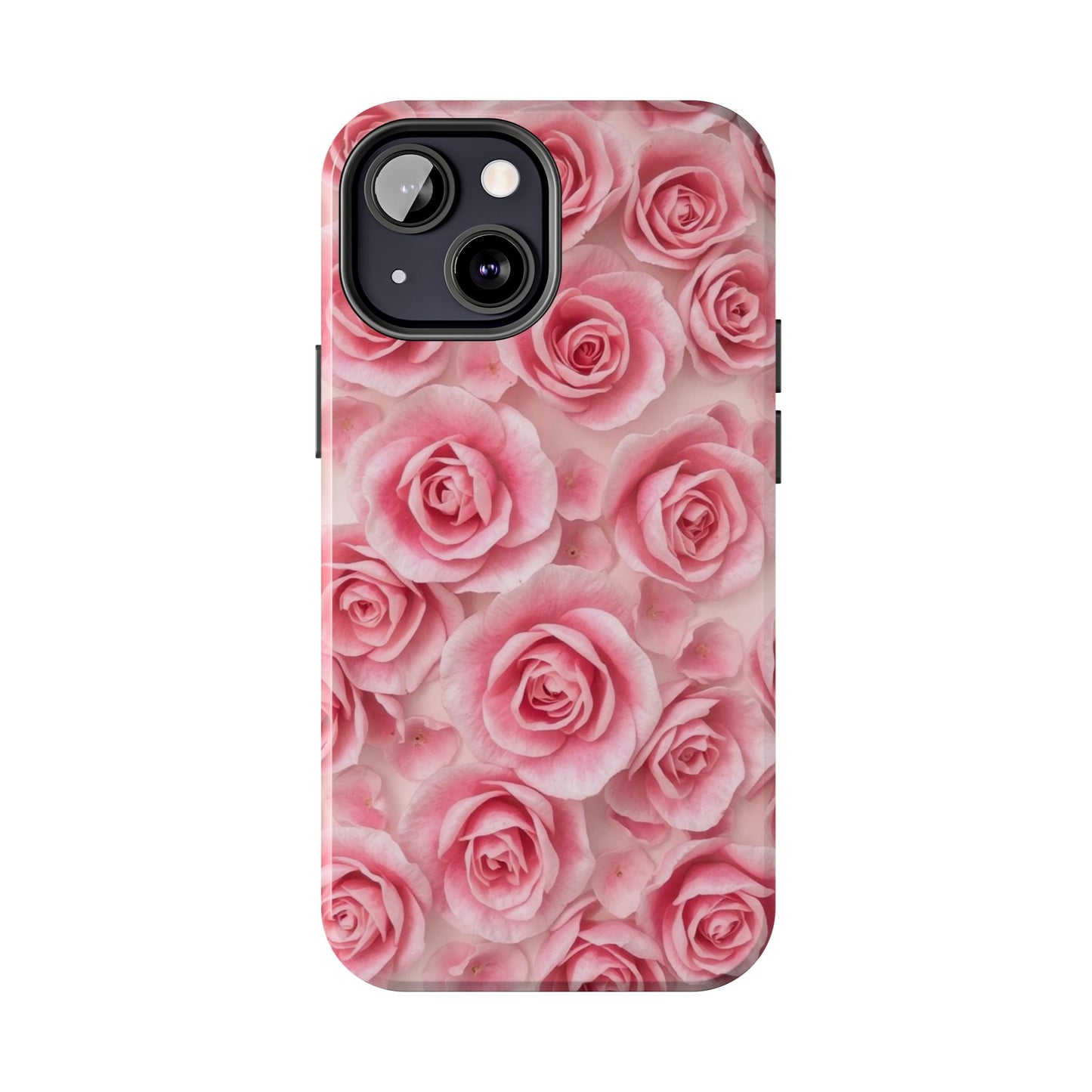 Floral Tough Phone Case - Pink Rose Design, Durable Protection for Flower Lovers