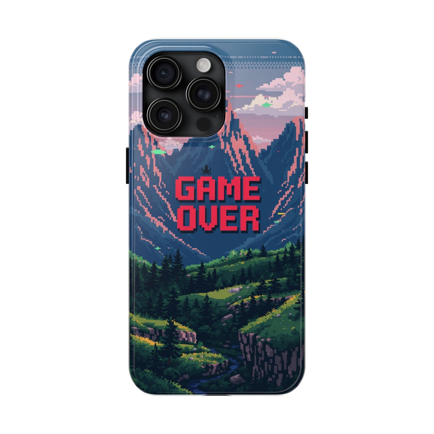 Pixel Art Tough Phone Case - 'Game Over' Design for Gamers