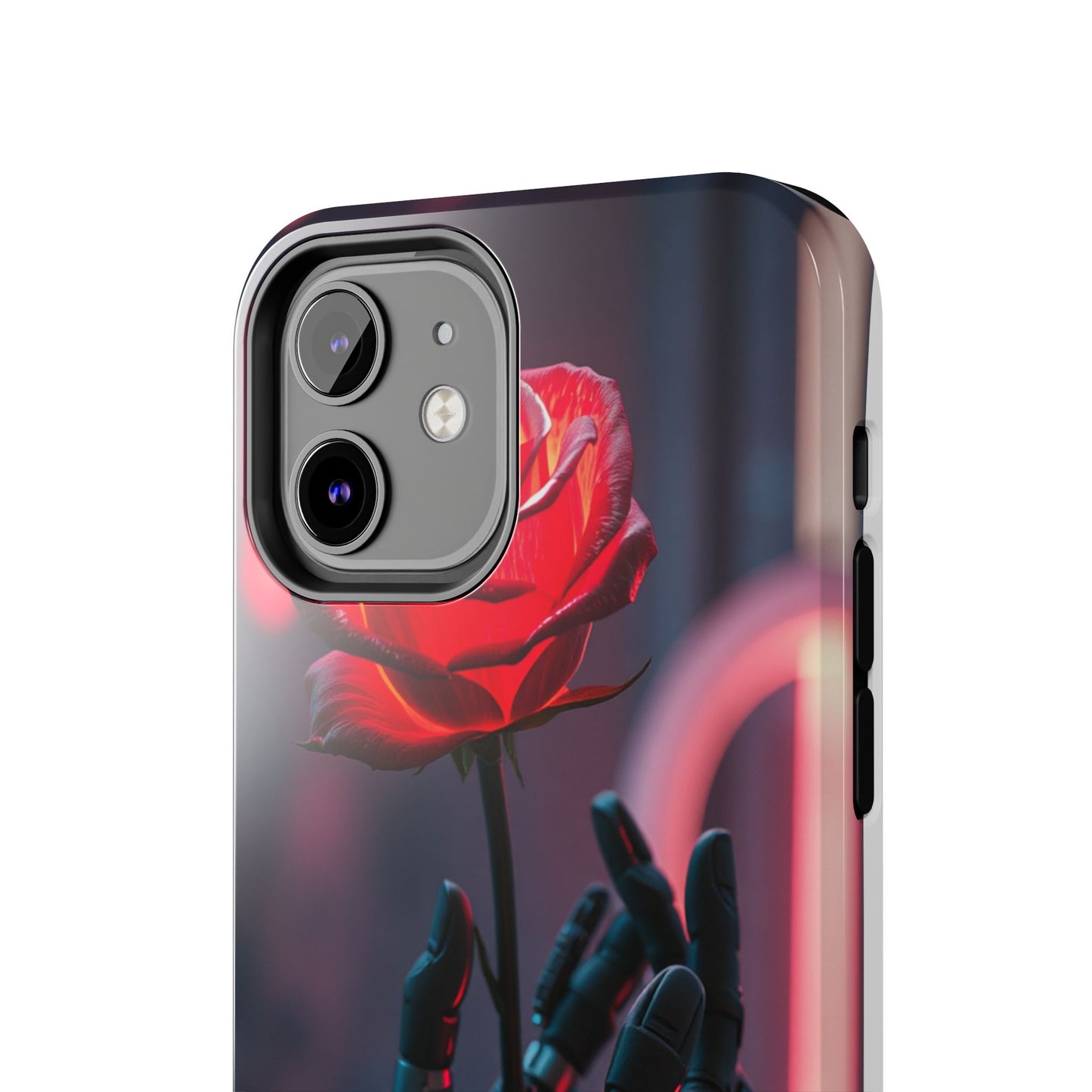 Futuristic Tough Phone Case with Robotic Rose Design | Durable Protection