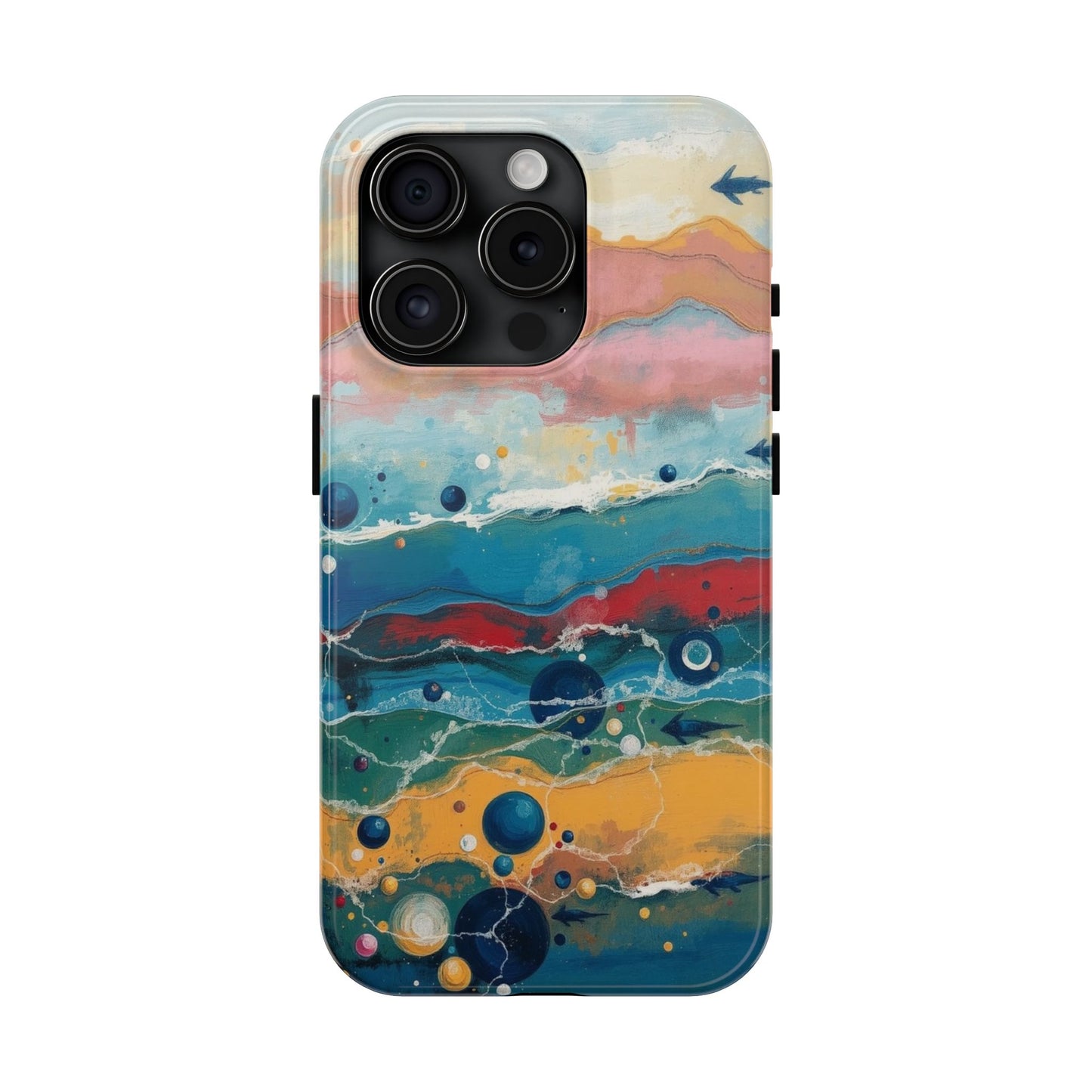 Artistic Tough Phone Case - Vibrant Waves Design for Unique Style