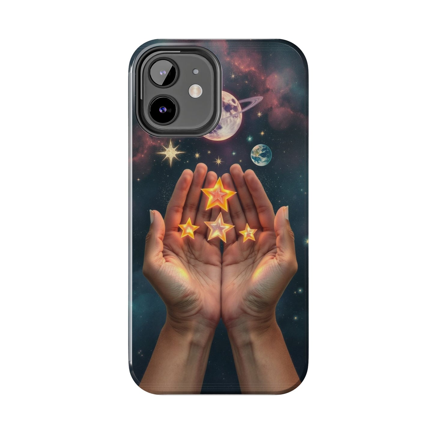 Galaxy Hands Tough Phone Case - Celestial Design for Star Lovers