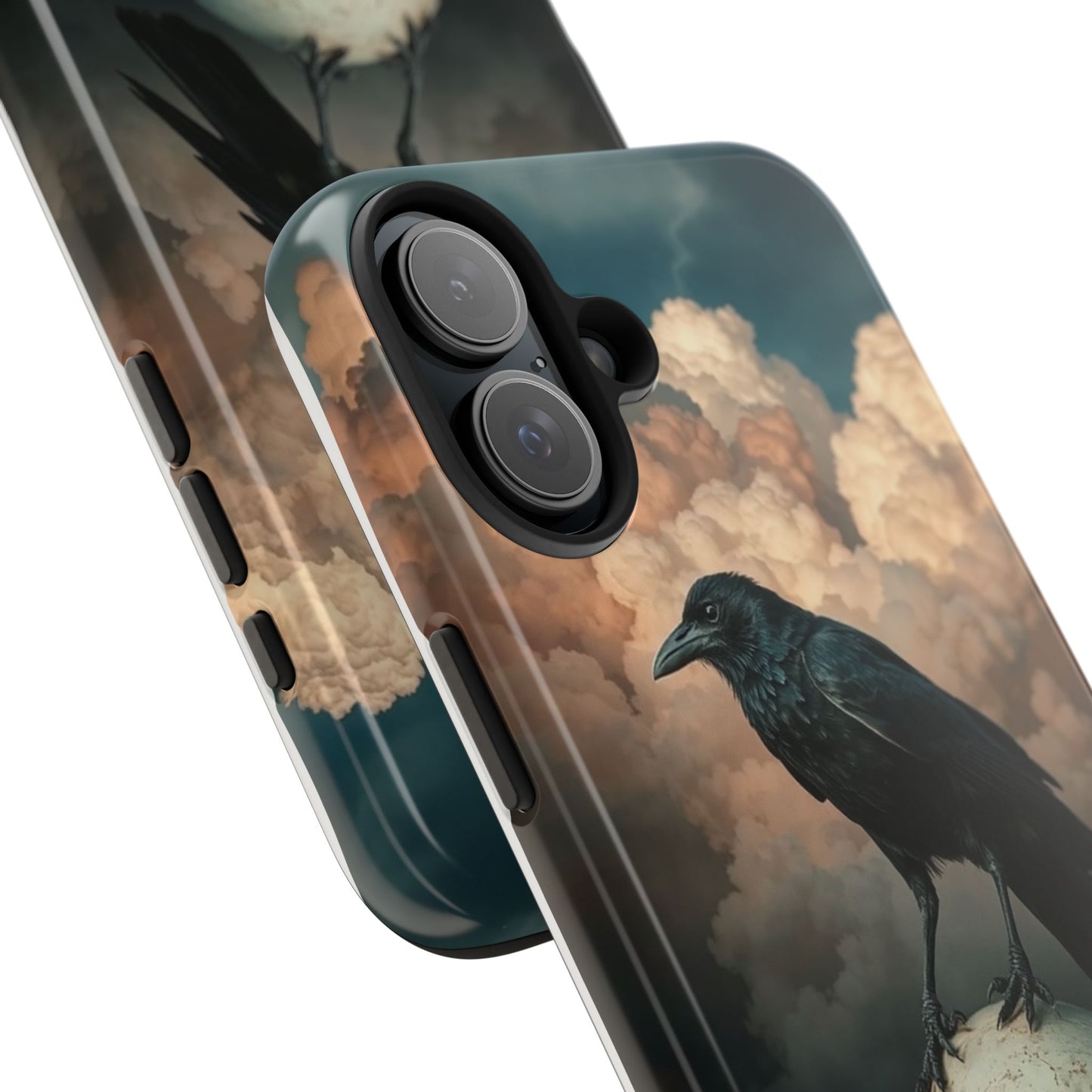 Gothic Raven Skull Tough Phone Case - Unique Protective Cover for Halloween Lovers
