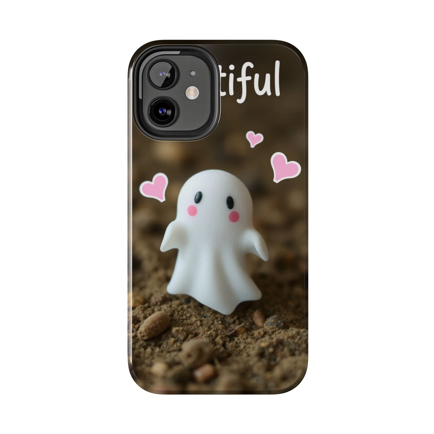 Cute Ghost Tough Phone Case - Beautiful Design with Heart Accents