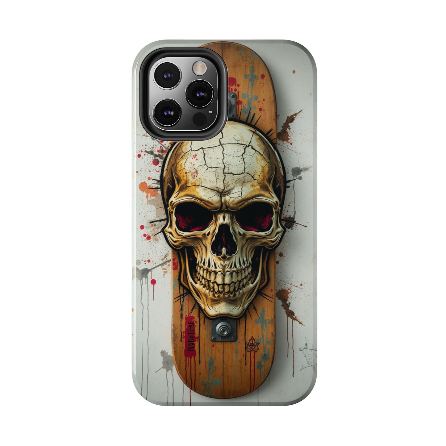Edgy Skull Tough Phone Case - Durable Protection for Skateboard Enthusiasts