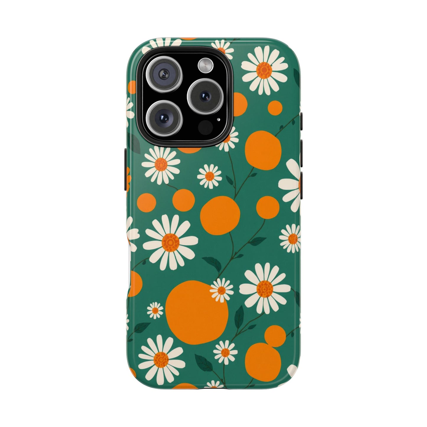 Floral Tough Phone Case - Daisy & Orange Design