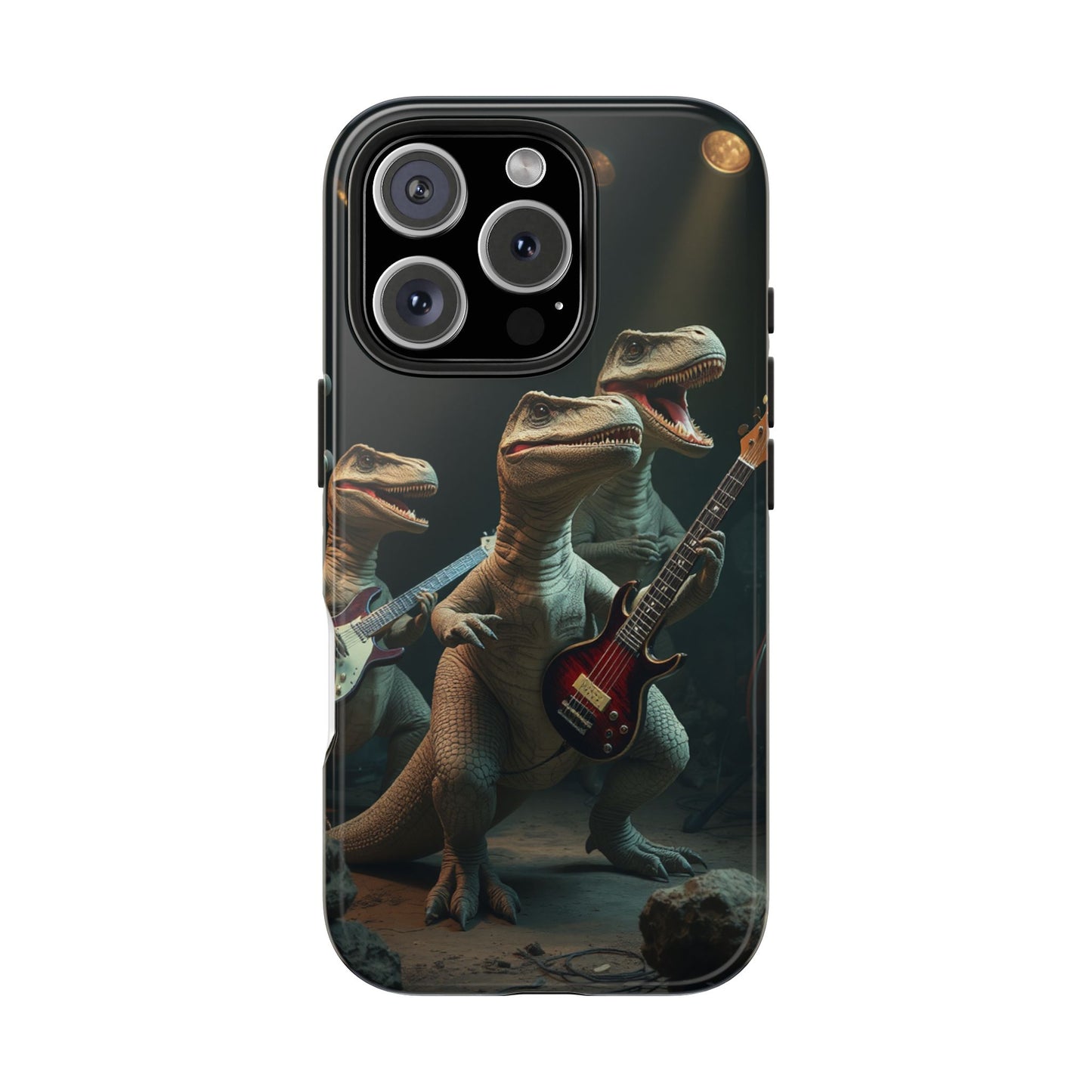 Rockin' Dinosaur Tough Phone Cases - Perfect for Music Lovers and Kids!