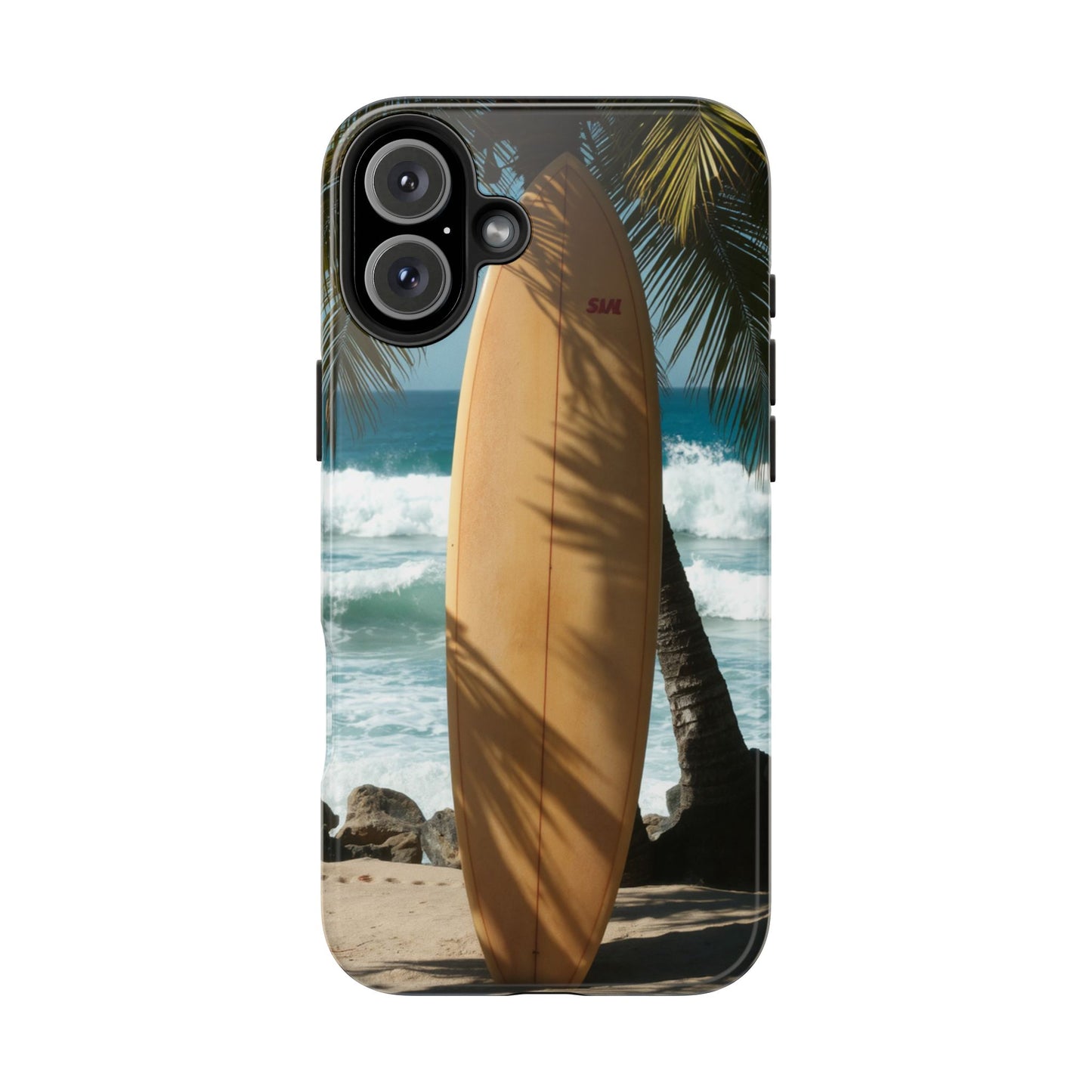 Tough Surfing Phone Case - Beach Vibes with Palm Trees & Surfboard