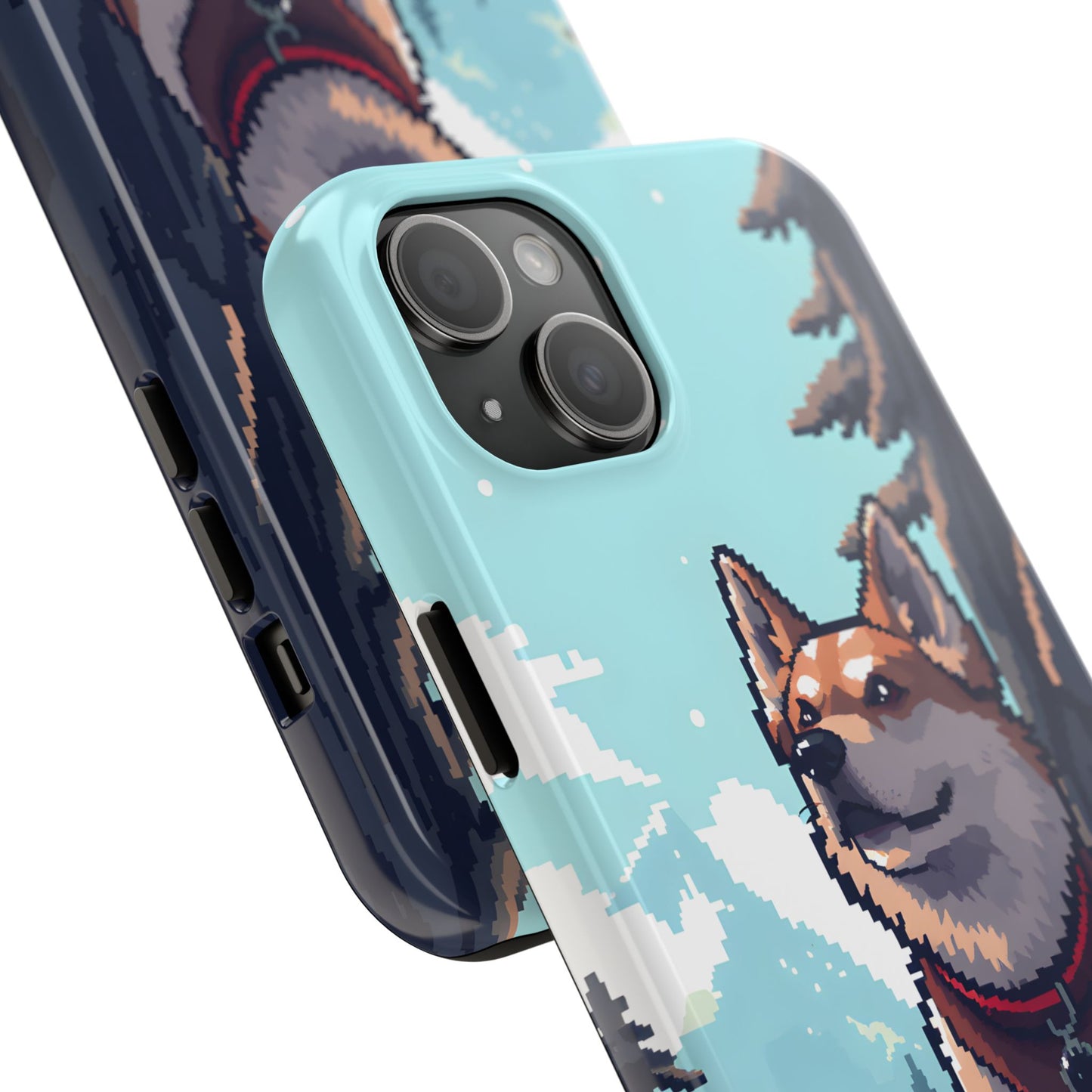 Retro Dog Adventure Tough Phone Case - Pixel Art Shiba Inu Design - for iPhone