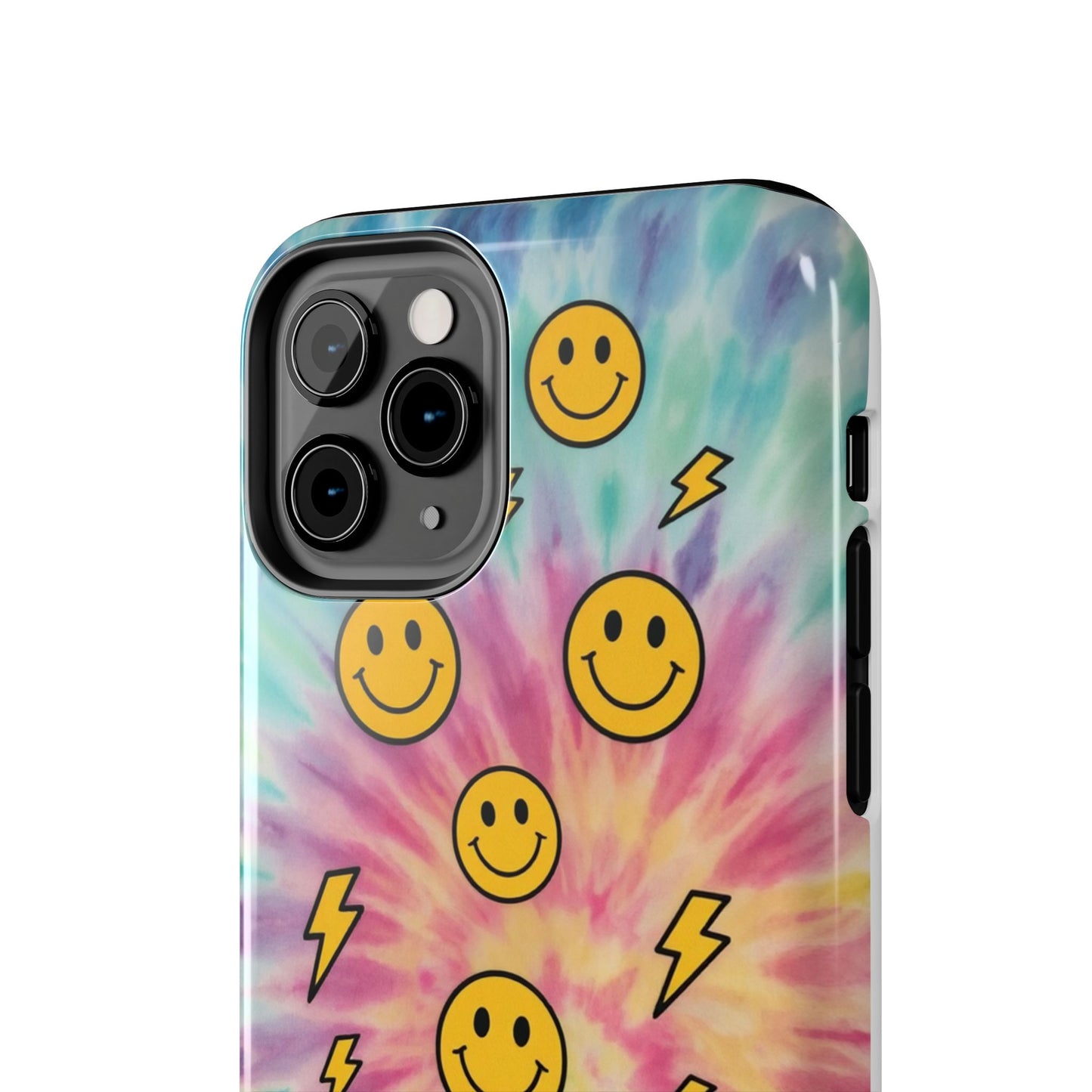 Colorful Smiley Lightning Tough Phone Case - Fun & Durable