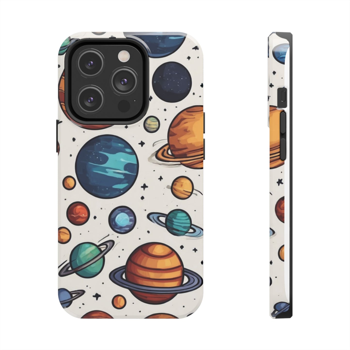 Cosmic Galaxy Tough Phone Case - Planetary Cartoon Design - for iPhone
