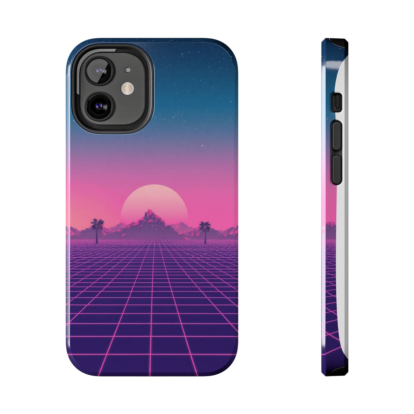 Retro Aesthetic Tough Phone Case - Vibrant Sunset Design
