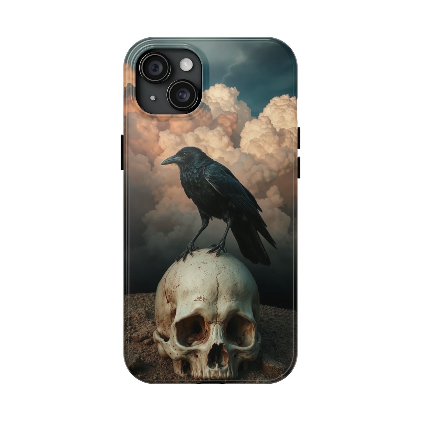 Gothic Raven Skull Tough Phone Case - Unique Protective Cover for Halloween Lovers