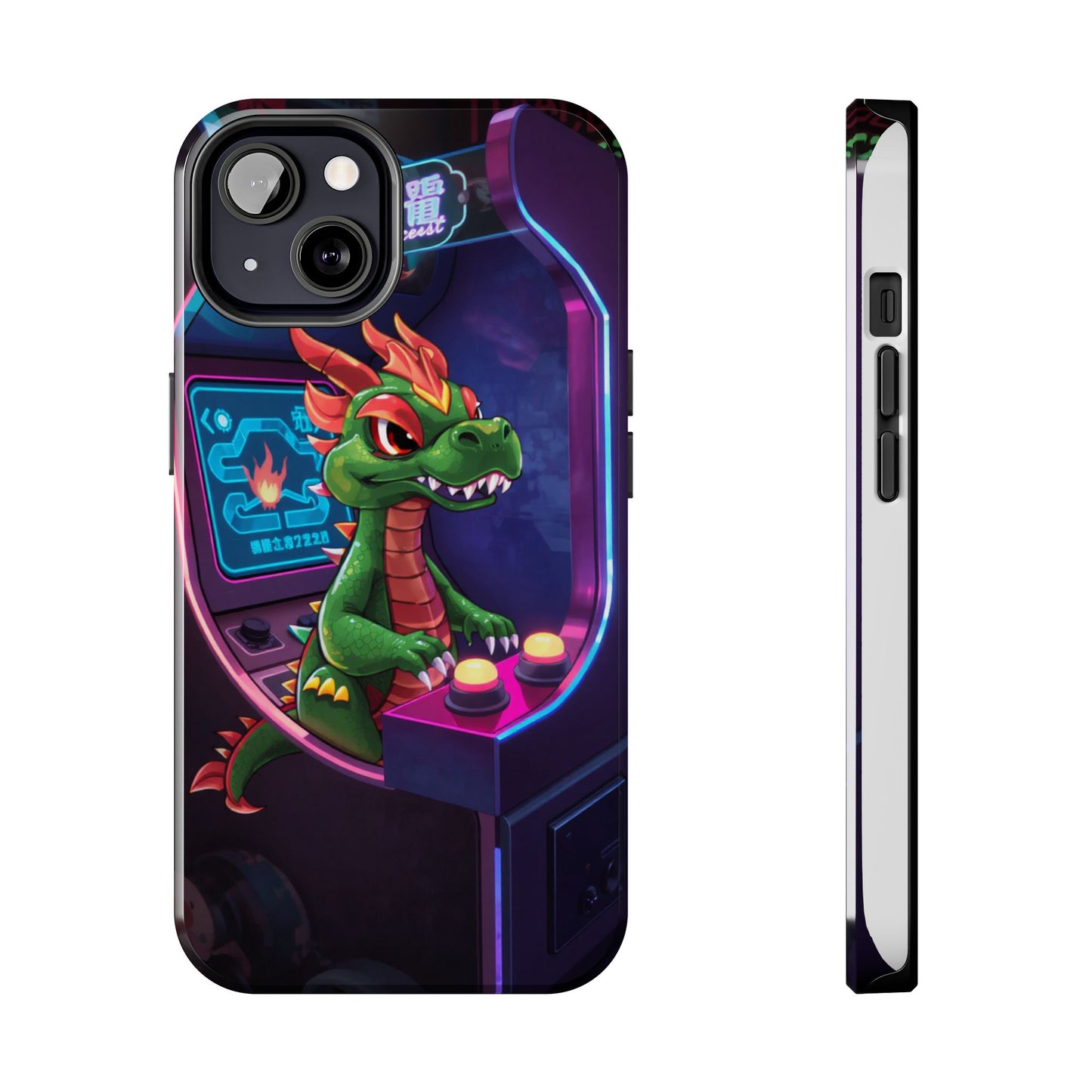 Retro Gamer Tough Phone Case with Dragon Design